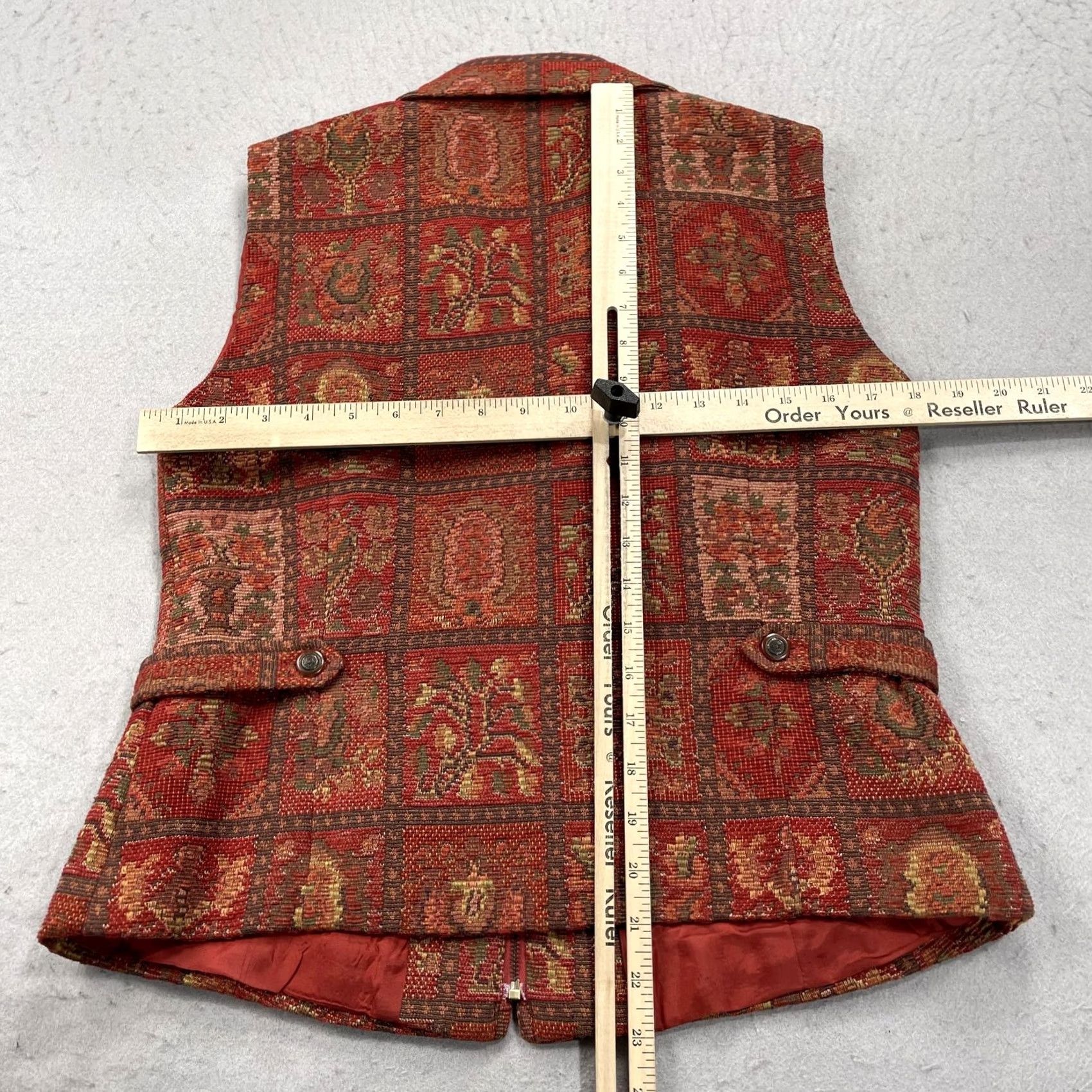The Territory Ahead The Territory Ahead Vest Womens 12 Red Tapestry Floral Zip Lined Boho Classic Size XL / US 12-14 / IT 48-50 - 7 Thumbnail