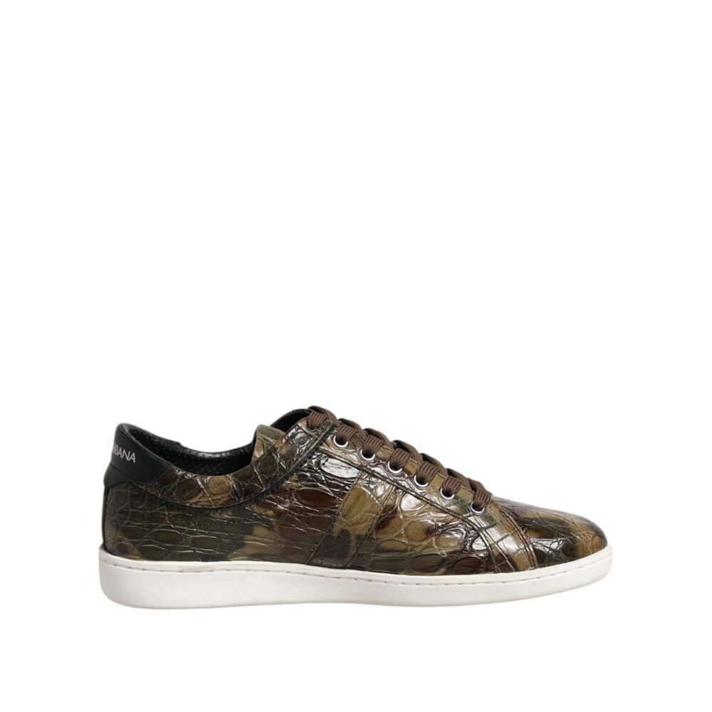 Dolce & Gabbana Dolce & Gabbana Brown Exotic Leather Low Top Sneakers Shoes Size US 7 / EU 40 - 1 Thumbnail