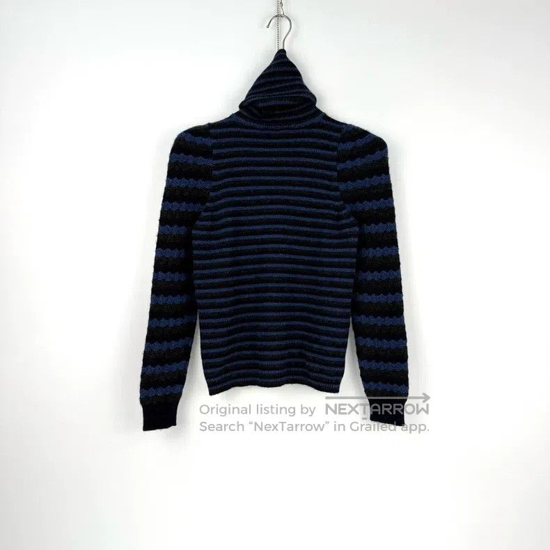 Chanel Chanel Blue and black striped classic logo cashmere turtle Size XS / US 0-2 / IT 36-38 - 4 Thumbnail
