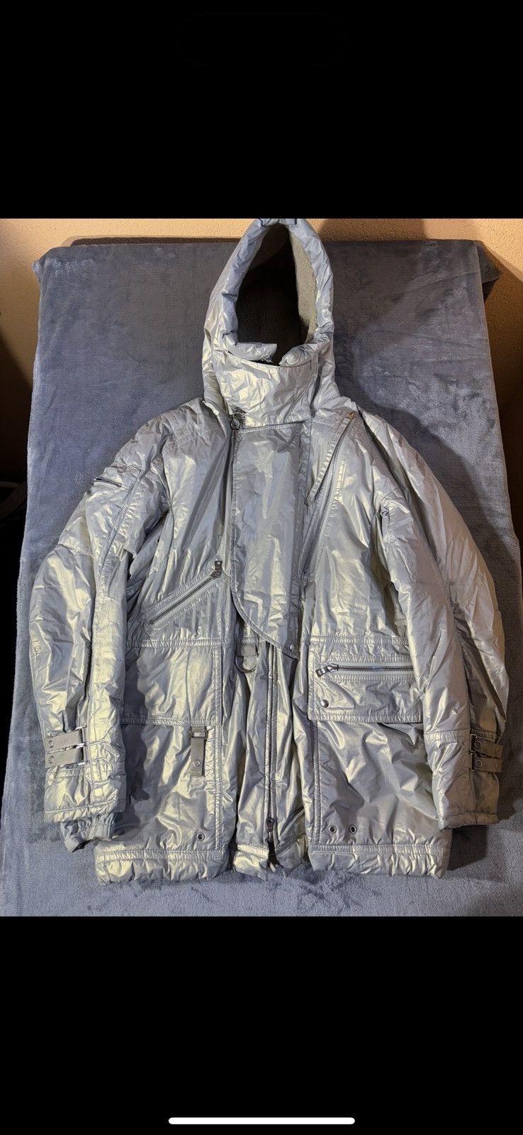 Prada Prada Silver Astro Moto Puffer Coat Size US M / EU 48-50 / 2 - 1 Thumbnail