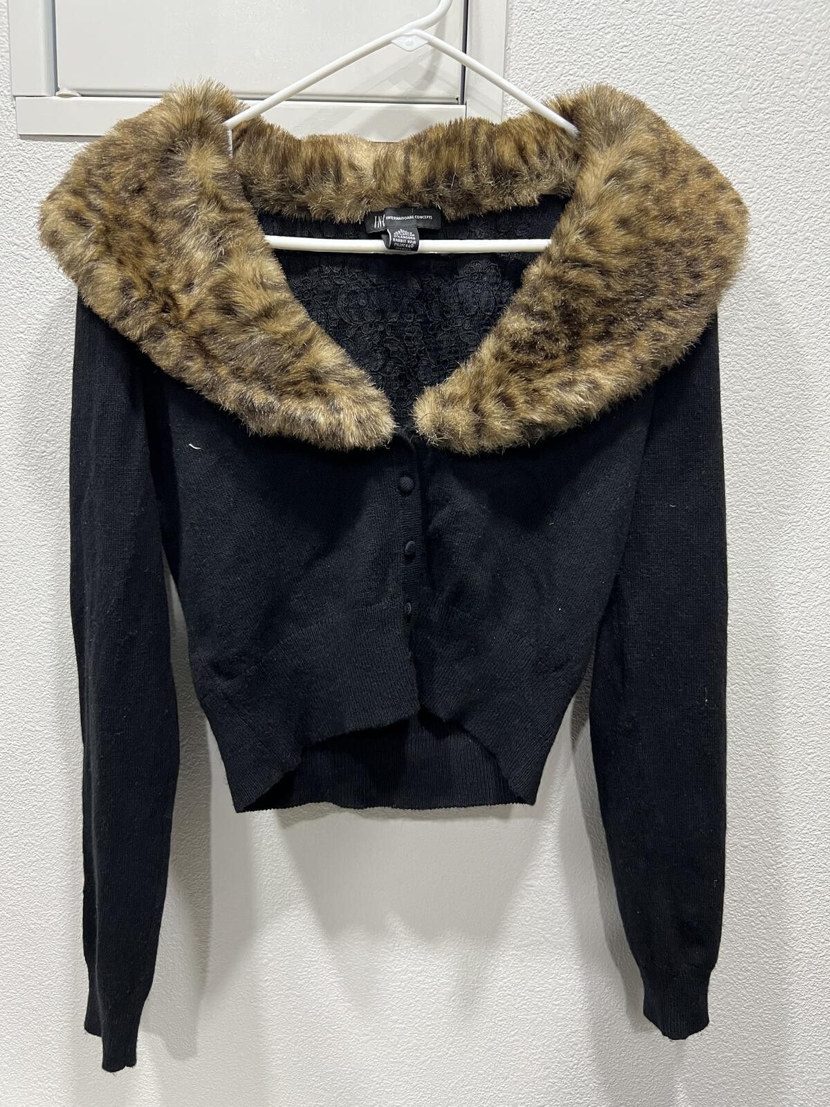 Other Y2K black cardigan with leopard fur Size M / US 6-8 / IT 42-44 - 1 Thumbnail