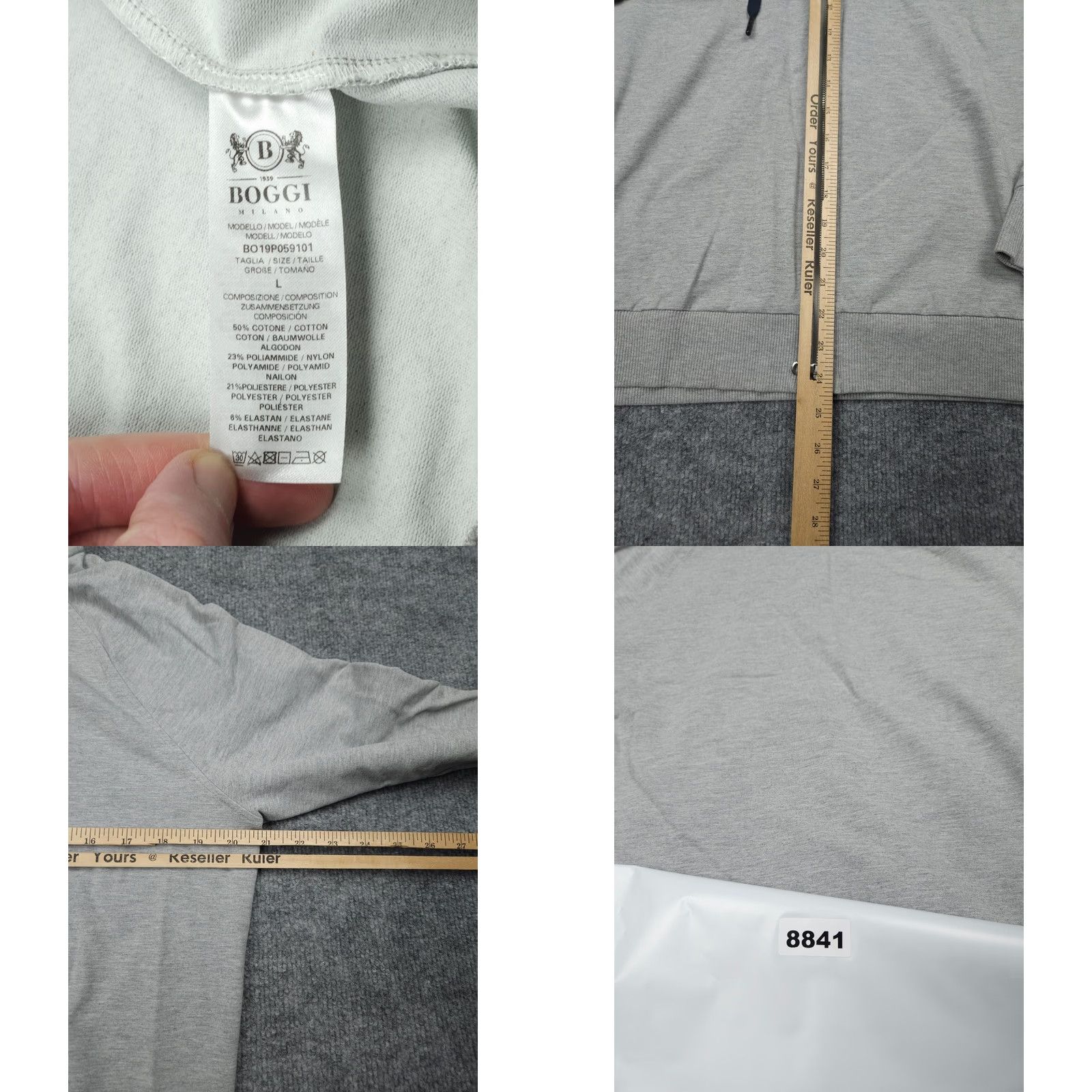 Vintage BOGGI Milano Hoodie Jacket Men's Large Gray Full Zip Stripe Full Zip Athletic Fit Size US L / EU 52-54 / 3 - 8 Thumbnail