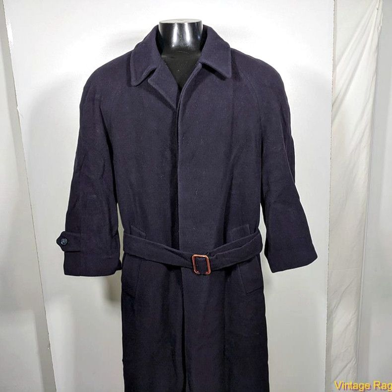 image of Mario Valentino Mario Valente Italy Wool Cashmere Long Coat Overcoat Mens S 38 Deep Blue in White (