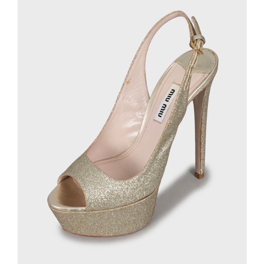 Miu Miu Miu Miu Gold Stiletto High Heel Sandals - Size 36 Size US 6 / IT 36 - 3 Thumbnail