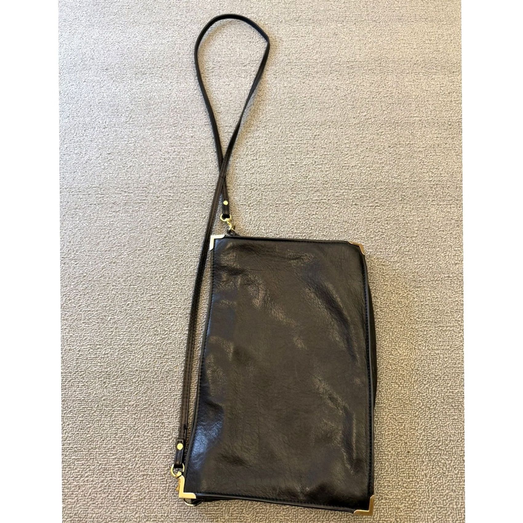 Zara VINTAGE Zara Woman Black Crossbody Bag Animal Print Gold Hardware Strap Size ONE SIZE - 2 Thumbnail