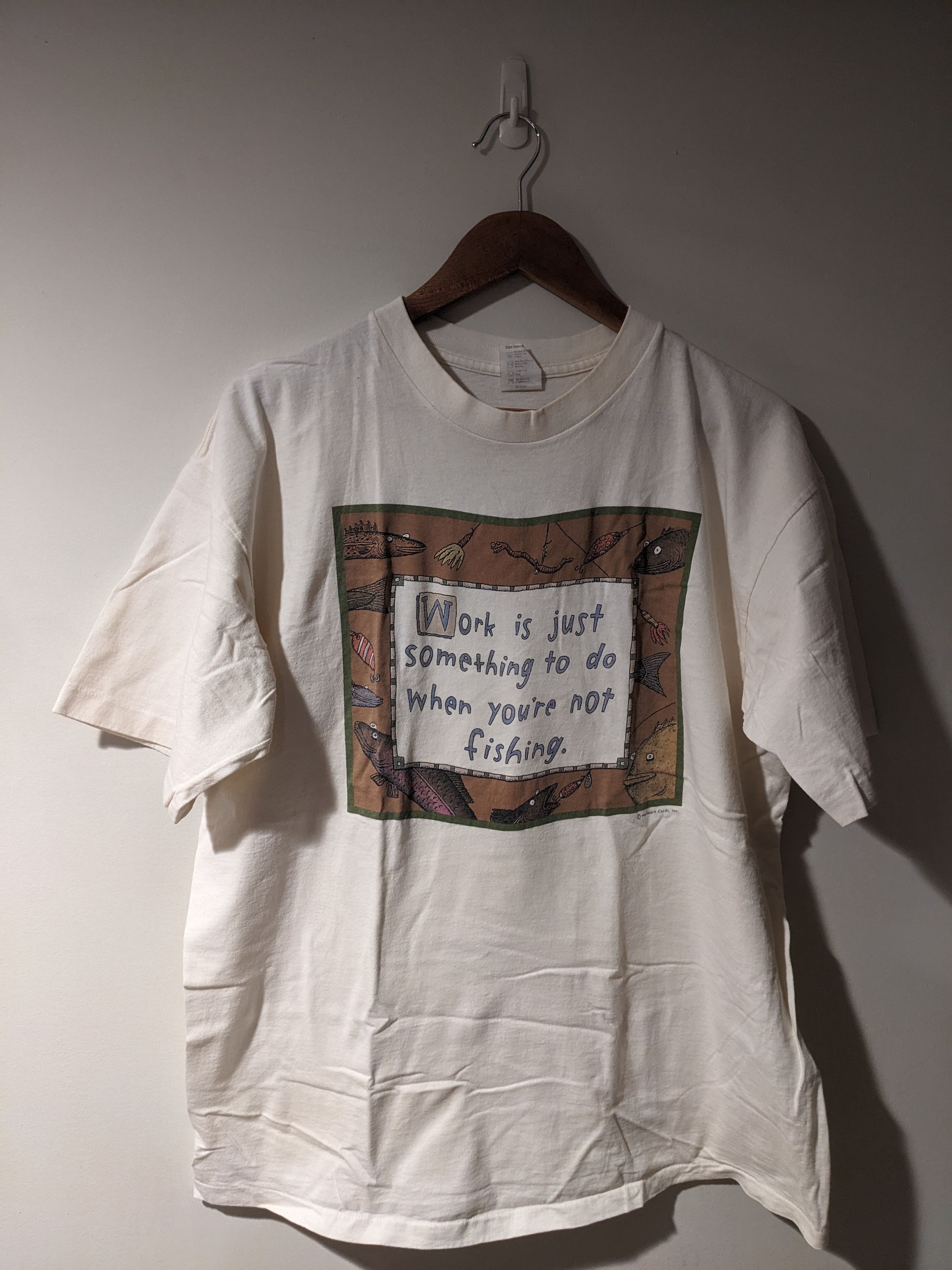 Vintage Vintage 90s Work is Just Something to Do When Not T-Shirt Size US XL / EU 56 / 4 - 1 Thumbnail