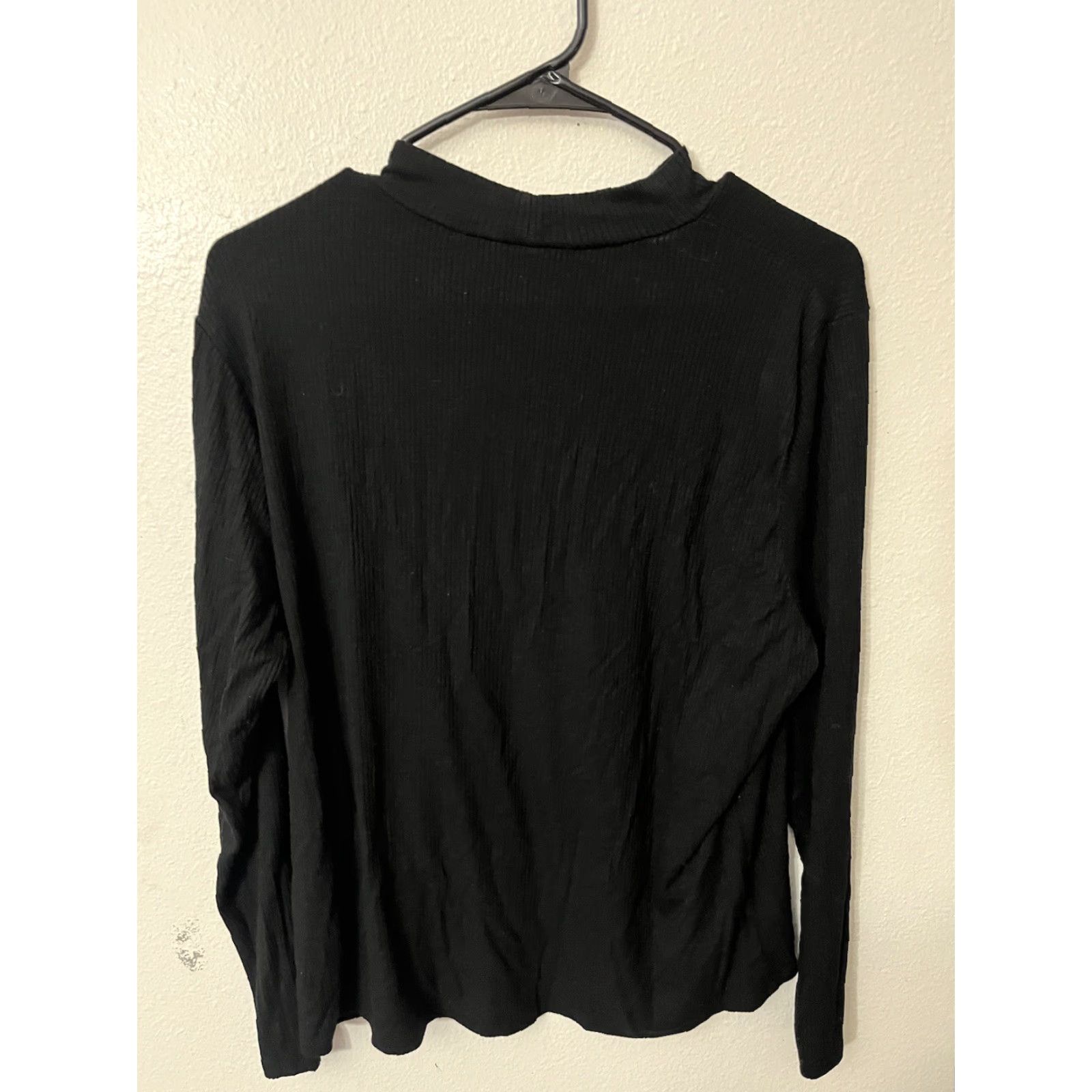 H&M VINTAGE H&M Women's Black Long Sleeve Boat Neck Top Ribbed Knit XL Suitable for Business Formal Wedding Workwear Size XL / US 12-14 / IT 48-50 - 3 Thumbnail