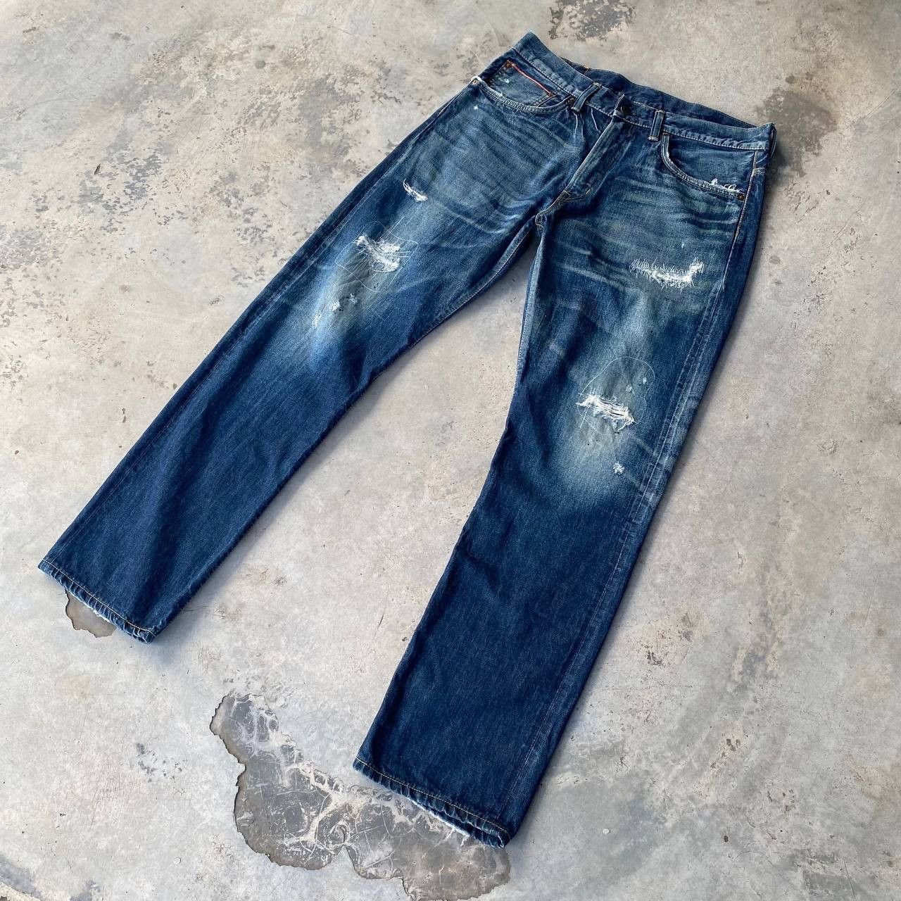 Edwin × Vintage VINTAGE EDWIN REDLINE LOT505 DISTRESSED DENIM BJ6-16 Size US 34 / EU 50 - 4 Thumbnail