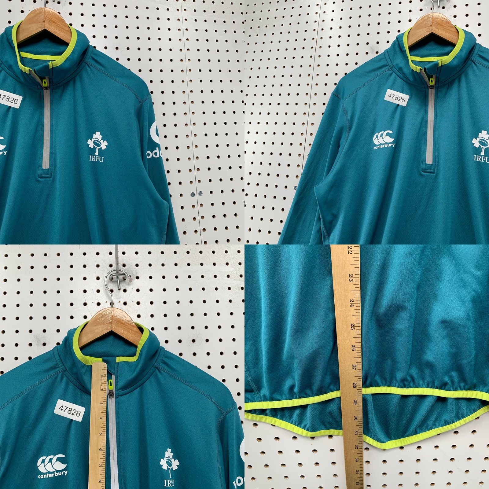 Vintage Canterbury Ireland IRFU 1/4 Quarter Zip Pullover Mens Large Teal Rugby Shirt Size US L / EU 52-54 / 3 - 8 Thumbnail