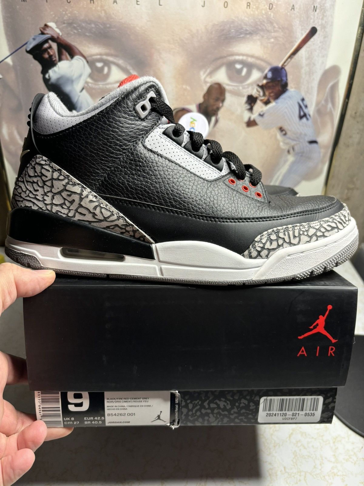Jordan Brand Jordan 3 Retro Black Cement 2018 Size US 9 / EU 42 - 1 Thumbnail