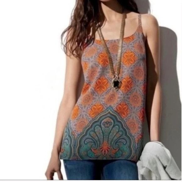 Other CAbi 3082 S Top Sleeveless Tank Orange Gray ARABESQUE Mosaic Size S / US 4 / IT 40 - 1 Thumbnail