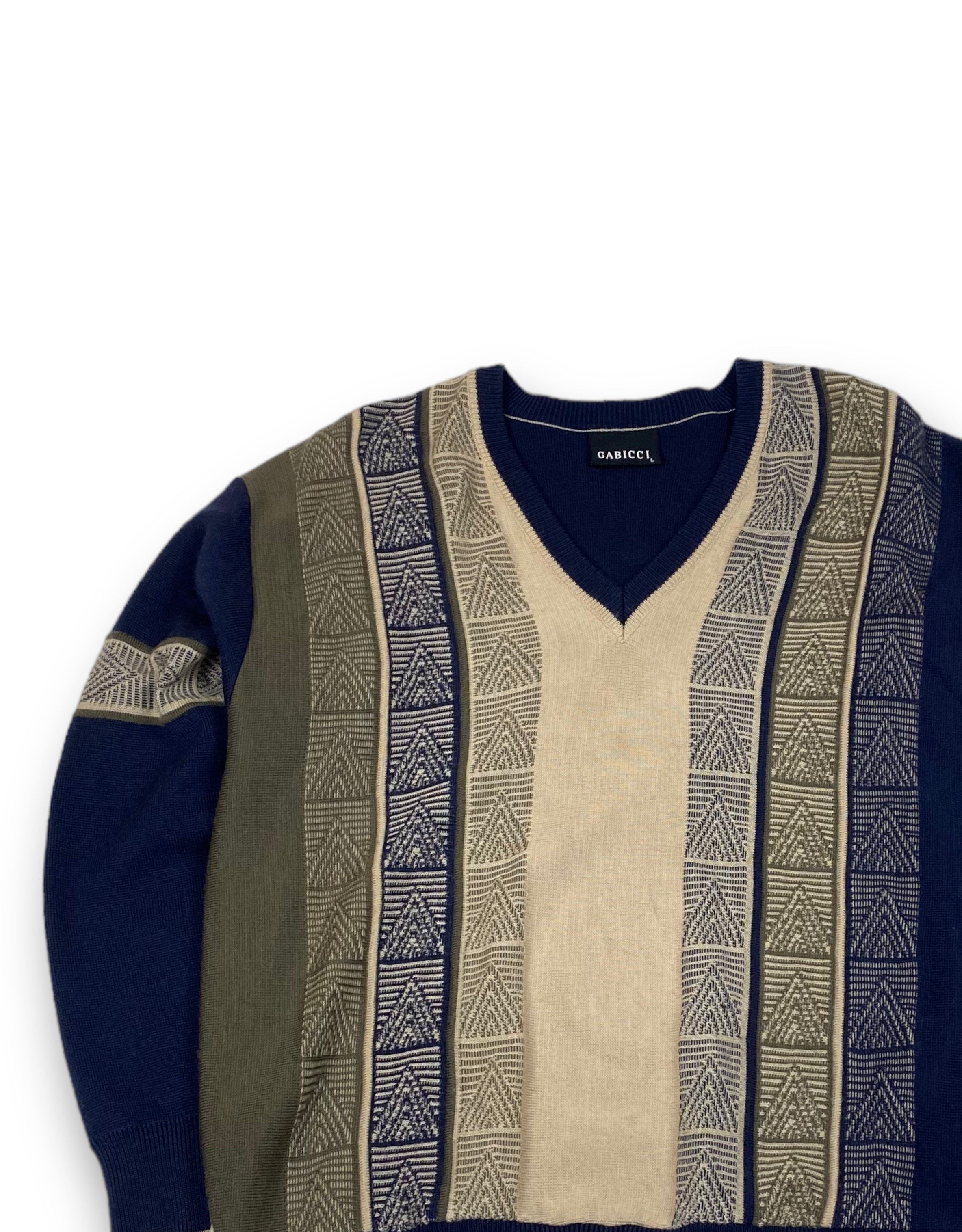 Gabicci Vintage GABICCI Crazy Print V-Neck Sweater Cardigan M664 Size US L / EU 52-54 / 3 - 3 Thumbnail