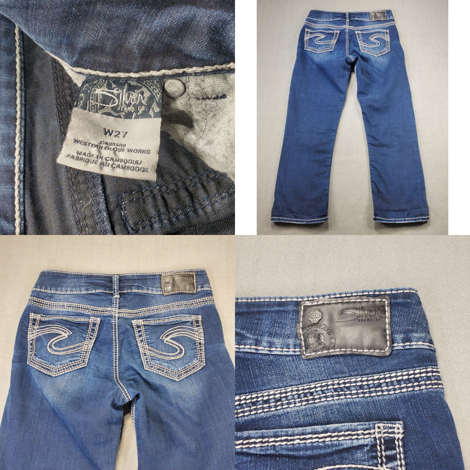 Silver Jeans Co. Silver Suki Straight Leg Jeans Womens 27W 24Inseam Thick Stitch Embroidered Size 27" / US 4 / IT 40 - 8 Thumbnail