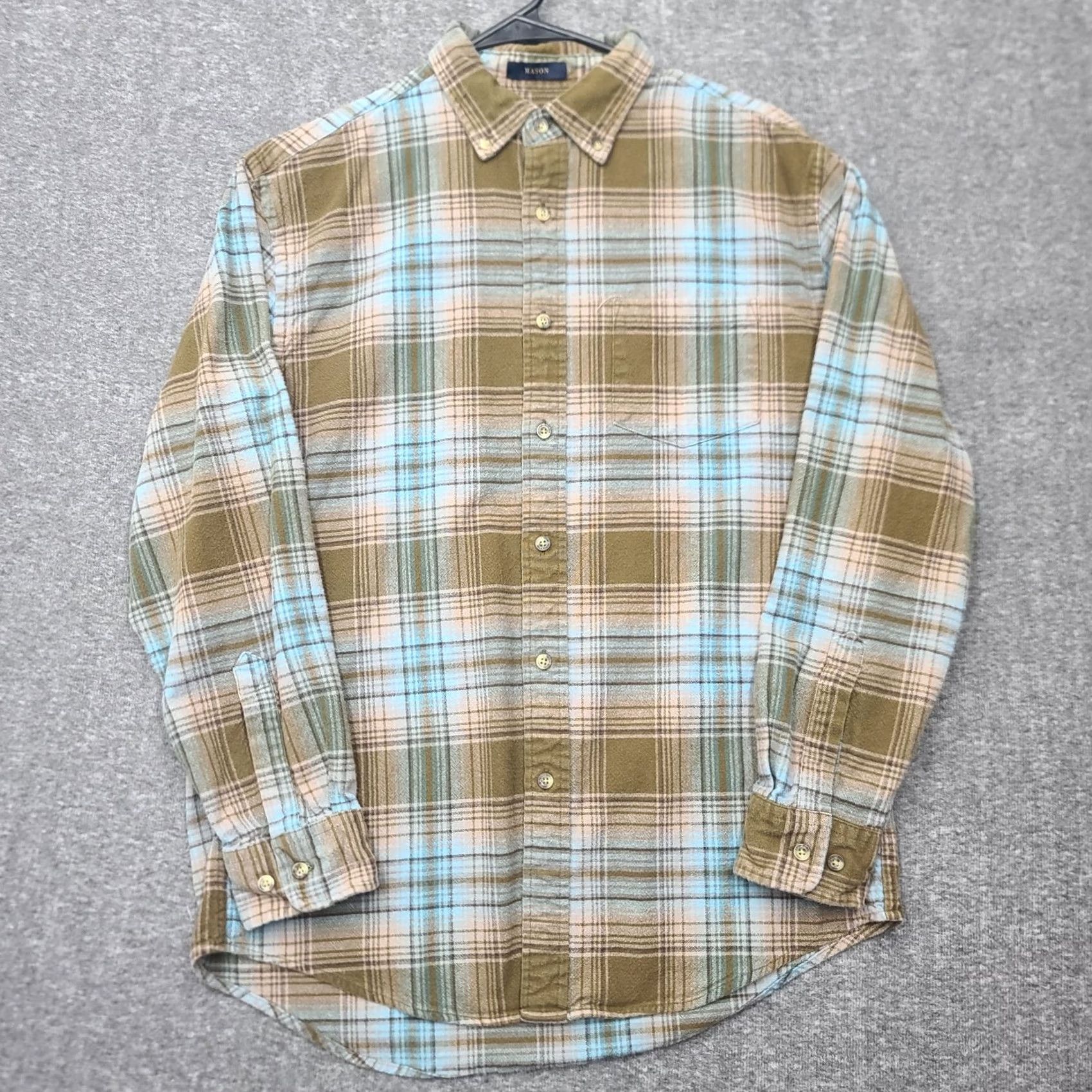 Pendleton Pendleton Mason Cotton Flannel Shirt Plaid Olive Blue Tan Button-Down Mens M Size US M / EU 48-50 / 2 - 2 Thumbnail