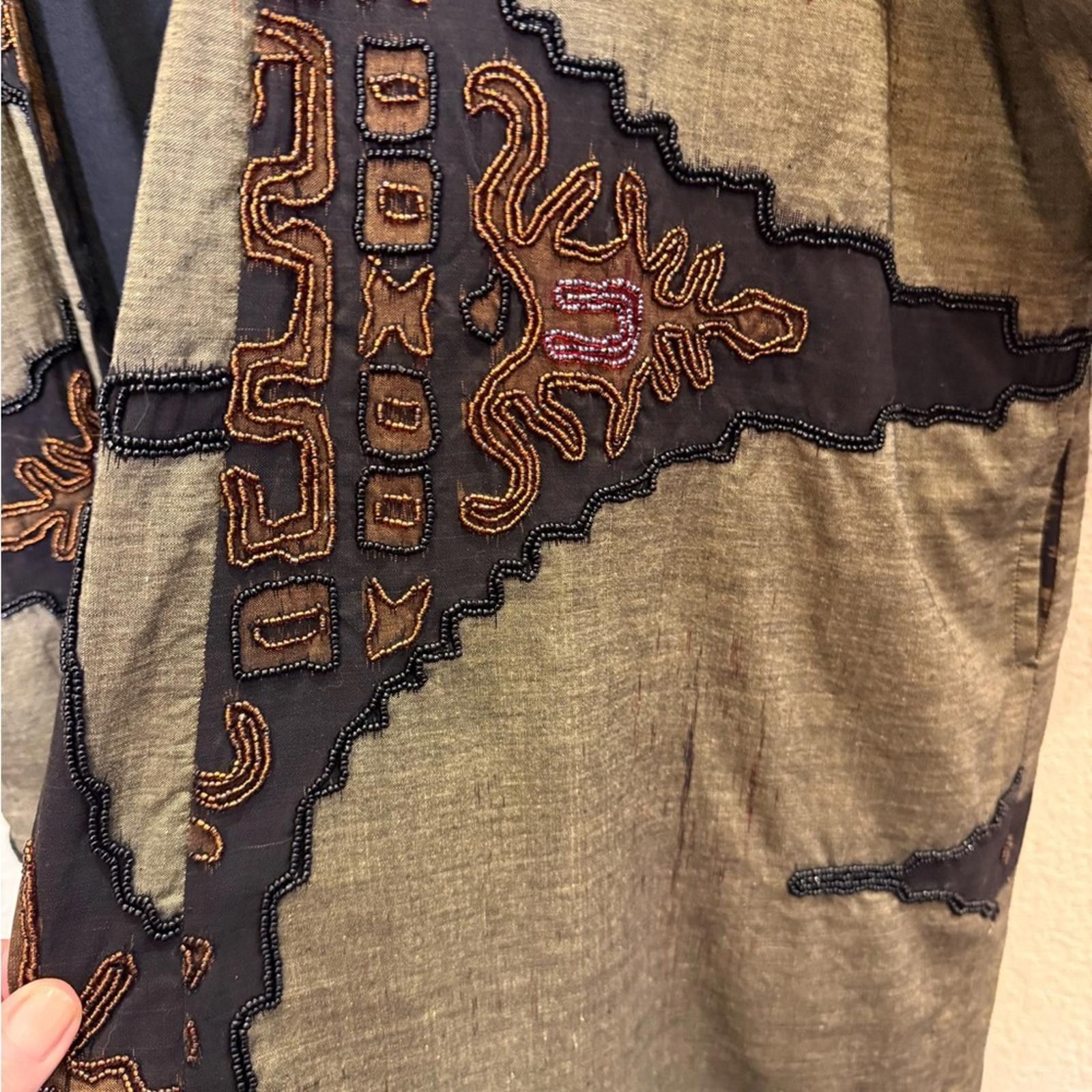 Other Raw Silk and Hand Beaded Ikat Women's Kimono Jacket sz O/S Size ONE SIZE - 10 Thumbnail