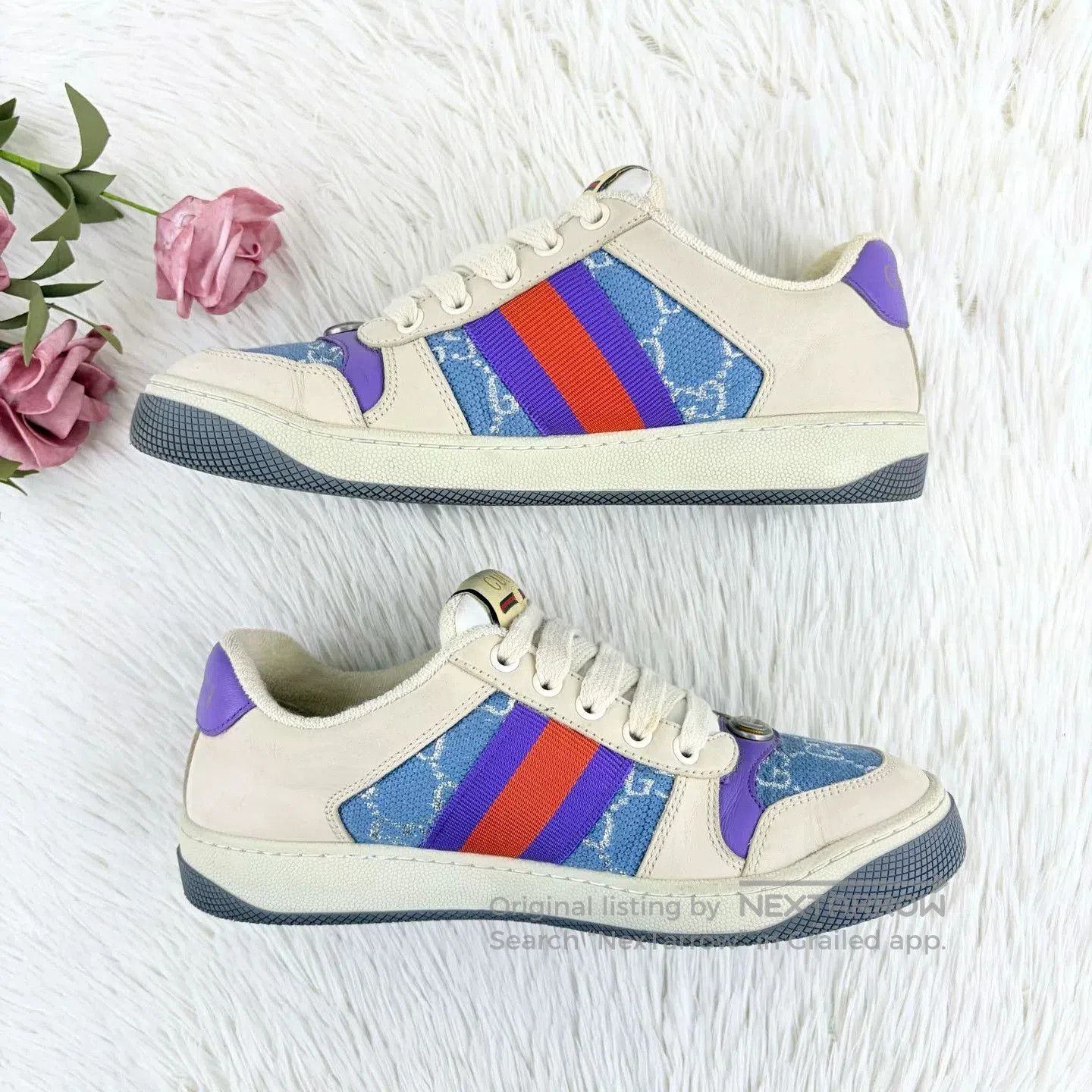 Gucci Gucci White Purple Dirty Shoes. Size US 5 / IT 35 - 3 Thumbnail