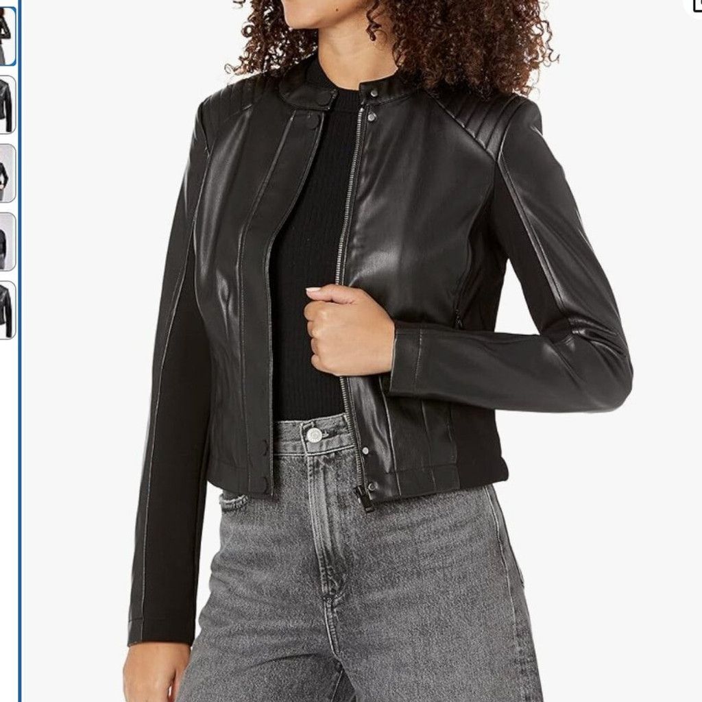 Guess GUESS NWOT Fiammetta Faux Leather Jet Black Jacket Size XL Size XL / US 12-14 / IT 48-50 - 3 Thumbnail