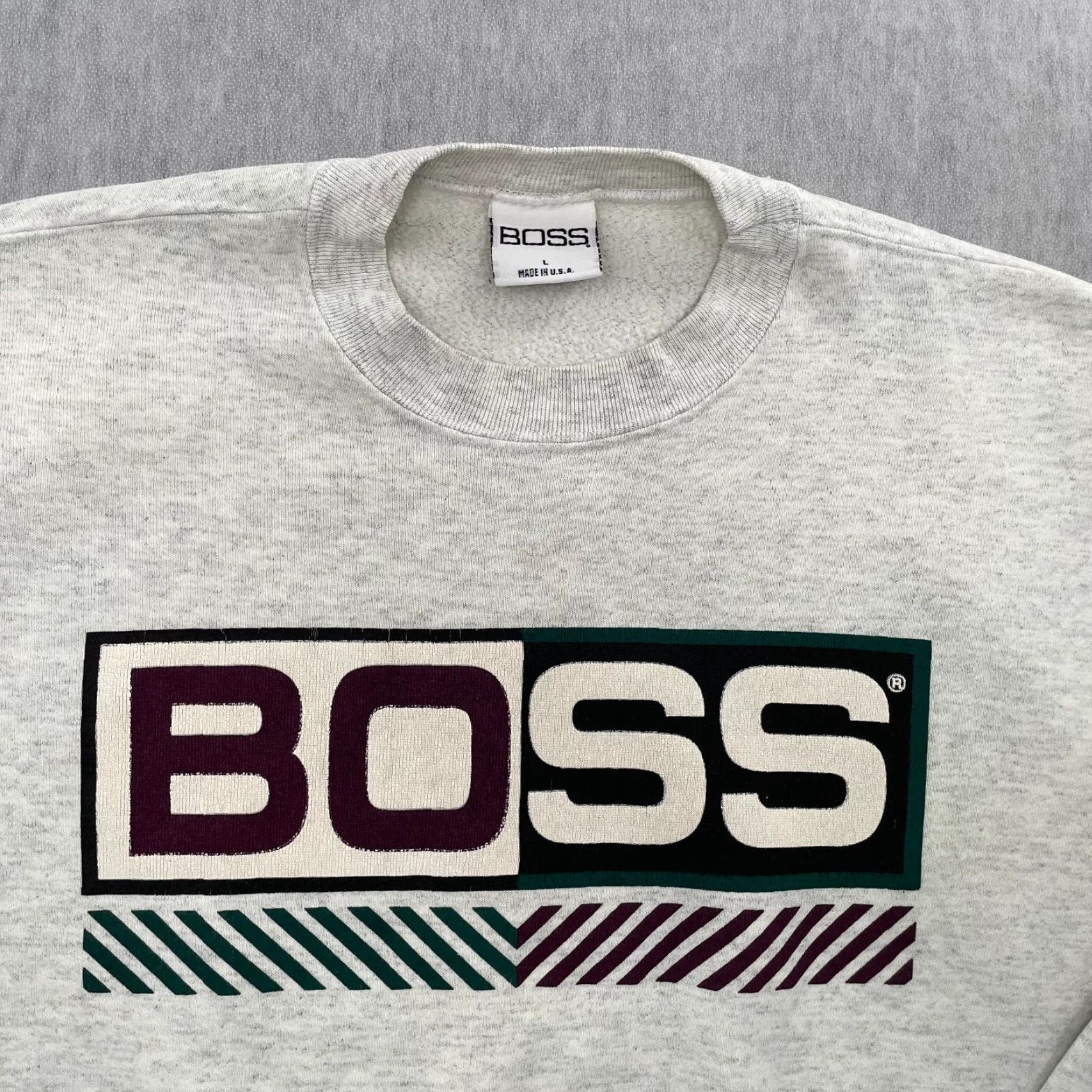 Vintage VINTAGE Boss Sweater Logo Gray Crew Neck Long Sleeve Pullover Mens L CD? Size US L / EU 52-54 / 3 - 3 Thumbnail