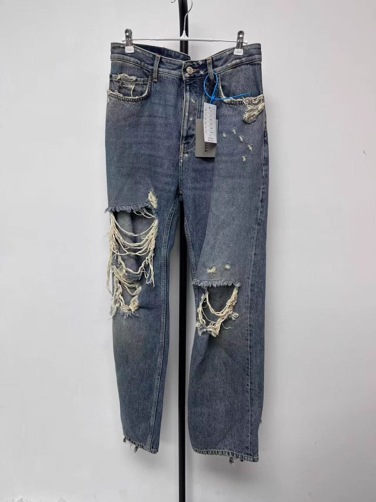 Balenciaga Balenciaga Distressed Button Mid Straight Jeans Men's Blue M Size US 33 - 1 Thumbnail