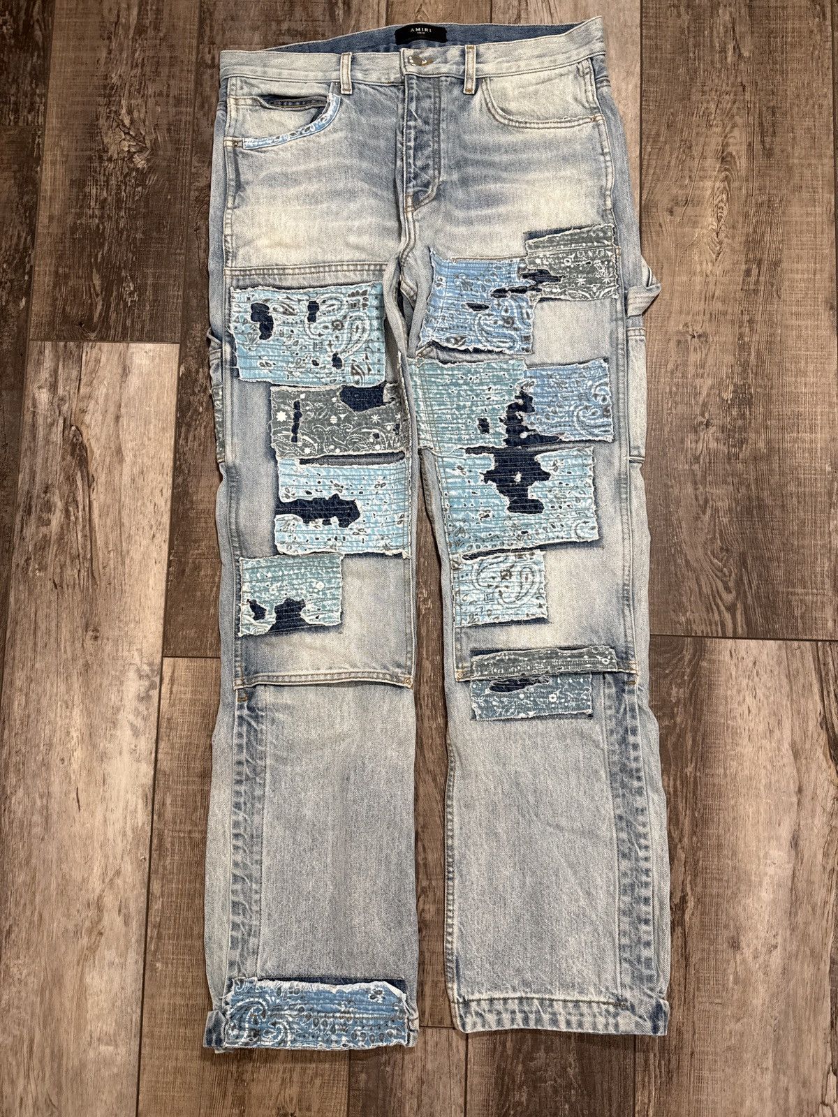 Amiri AMIRI PATCHWORK WIDE-LEG JEANS SIZE 33 Size US 33 - 1 Thumbnail