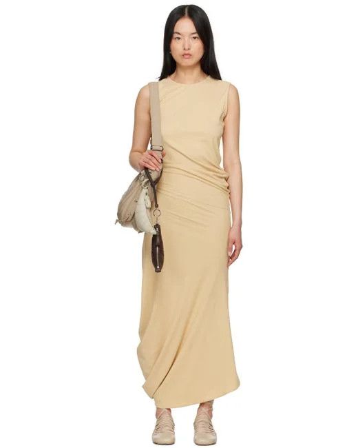 Lemaire o1s22i1n1024 Twisted Midi Dress in Beige Size XS / US 0-2 / IT 36-38 - 1 Thumbnail