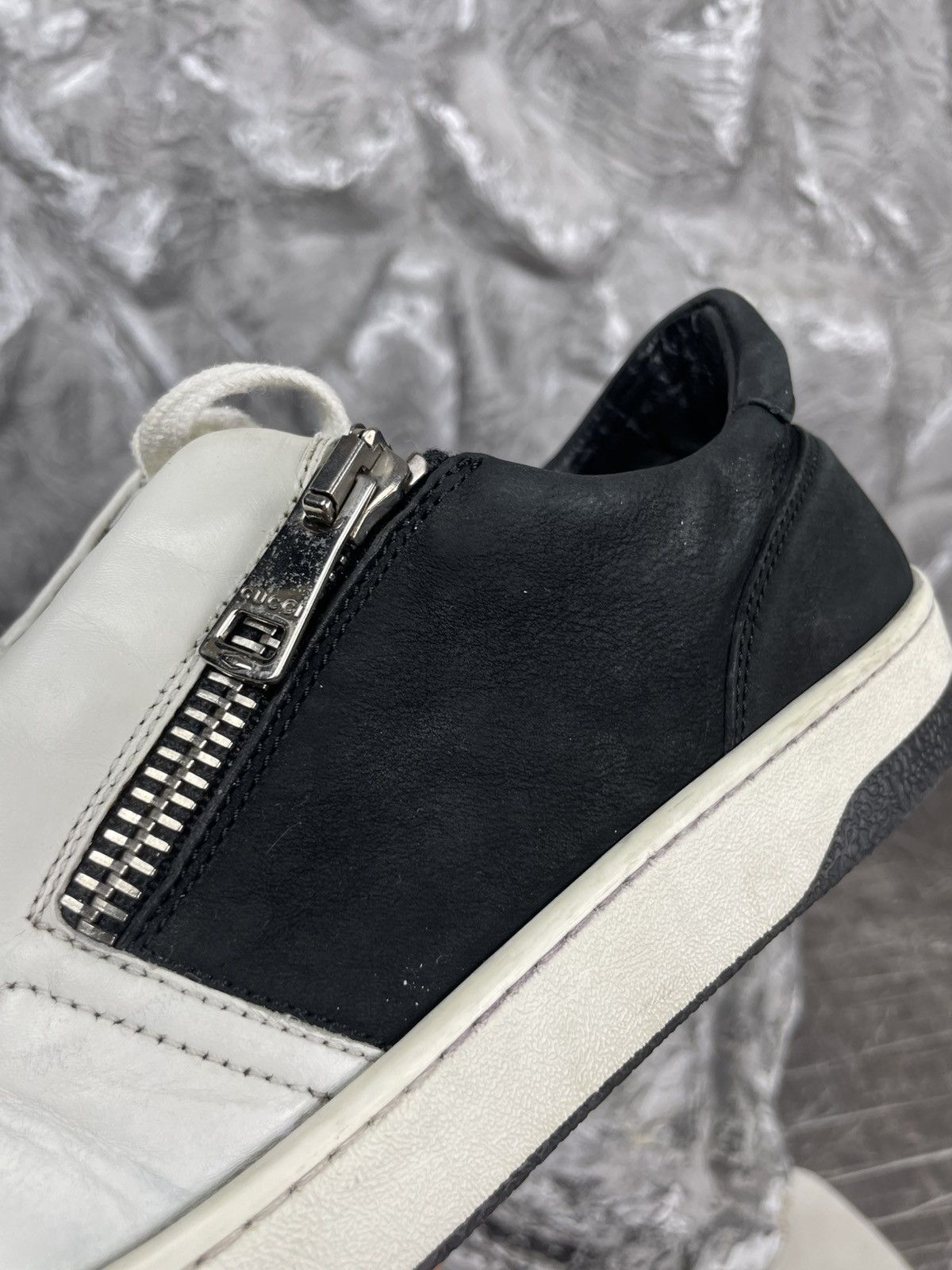 Gucci Gucci Black / White Leather Zip Sneakers Size US 9.5 / EU 42-43 - 12 Thumbnail
