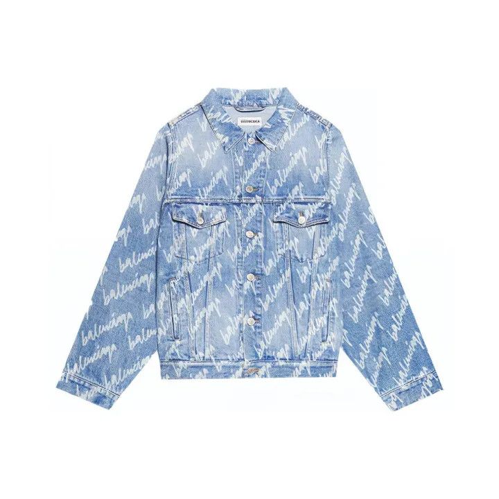 Balenciaga Balenciaga Denim Jacket with Logo Print 0079 Size US L / EU 52-54 / 3 - 1 Thumbnail