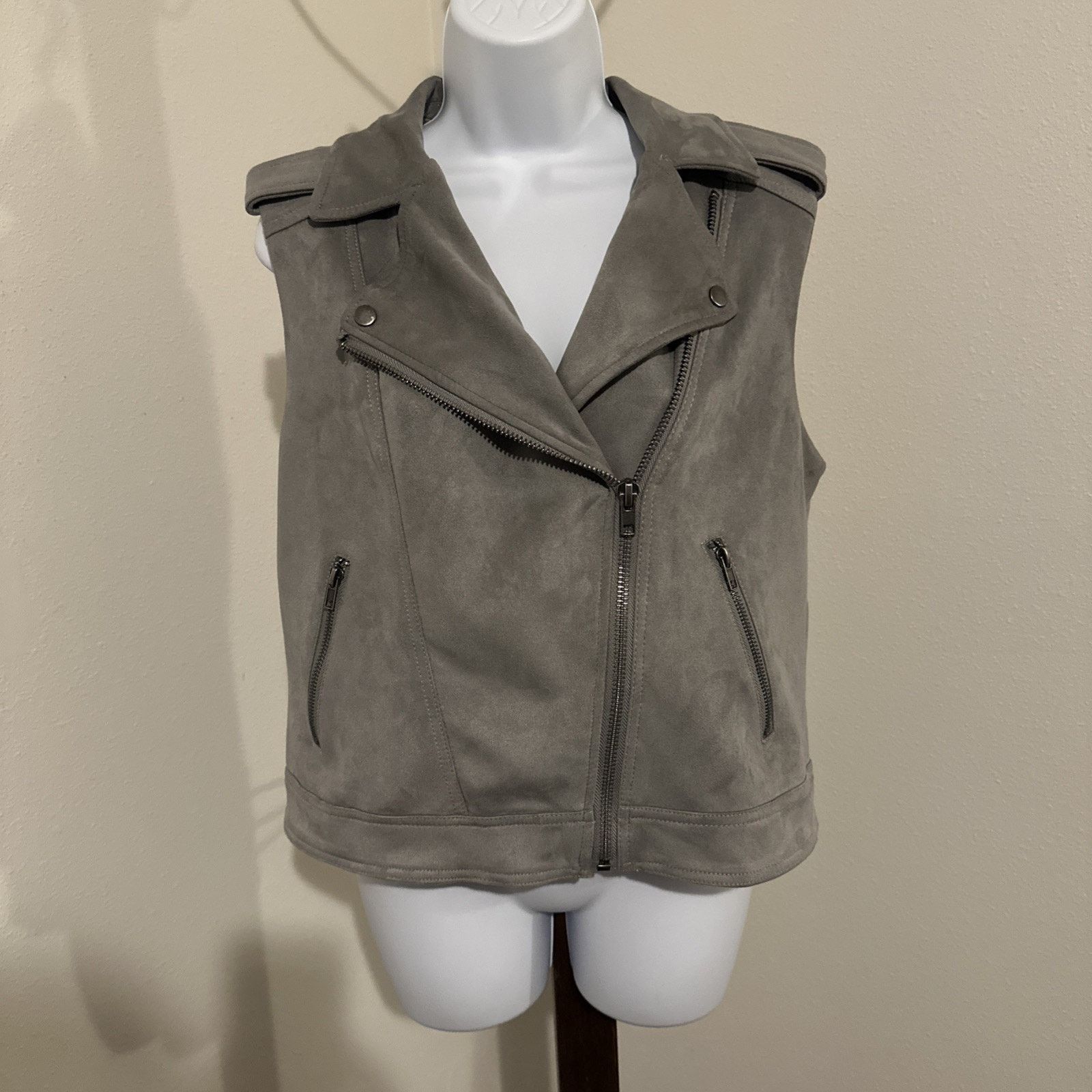 Other Philosophy Republic Clothing Gray Faux Suede Moto Vest - L Size L / US 10 / IT 46 - 1 Thumbnail
