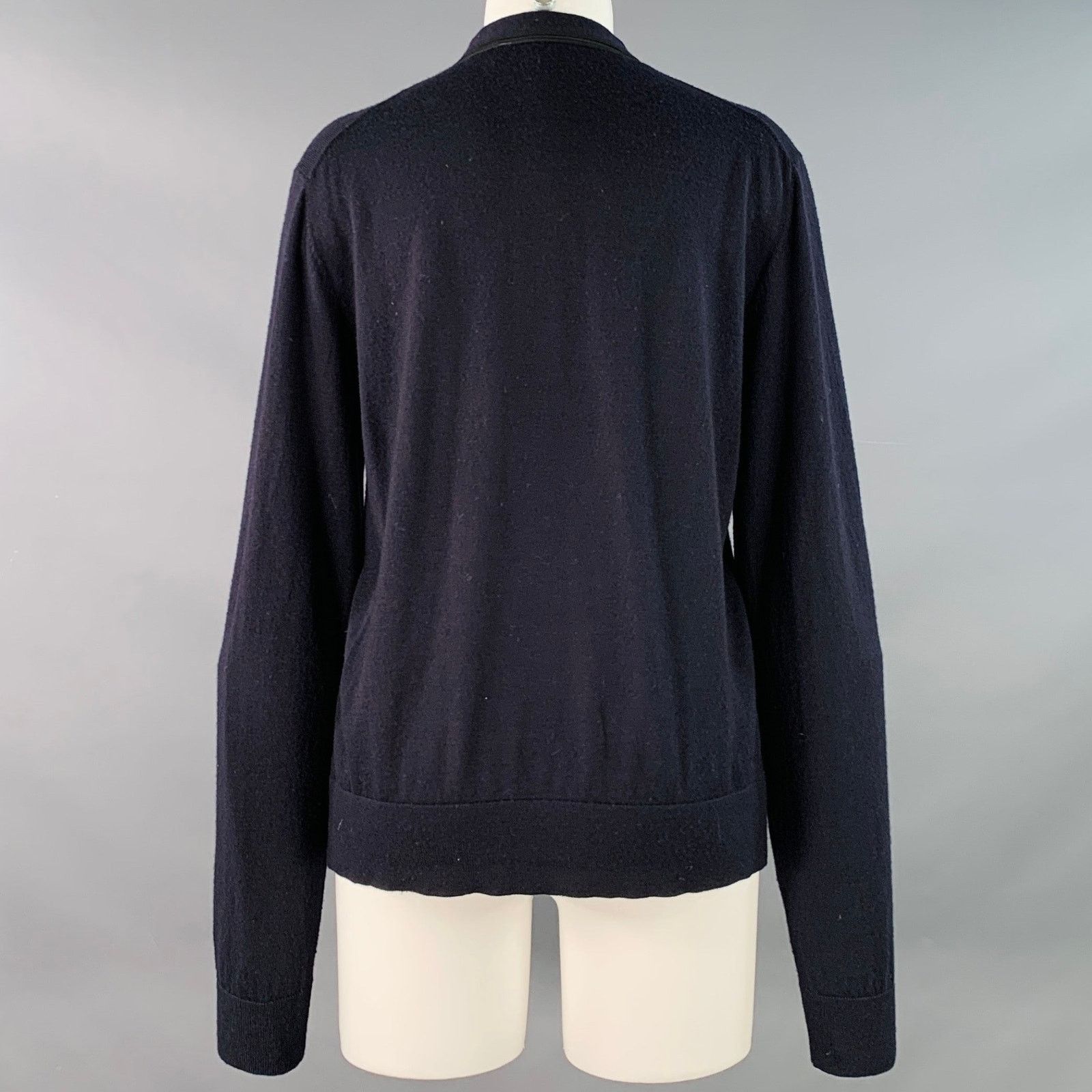 The Kooples Size M Navy Black Merino Wool Skull Buttons V-Neck Cardigan Size M / US 6-8 / IT 42-44 - 4 Thumbnail