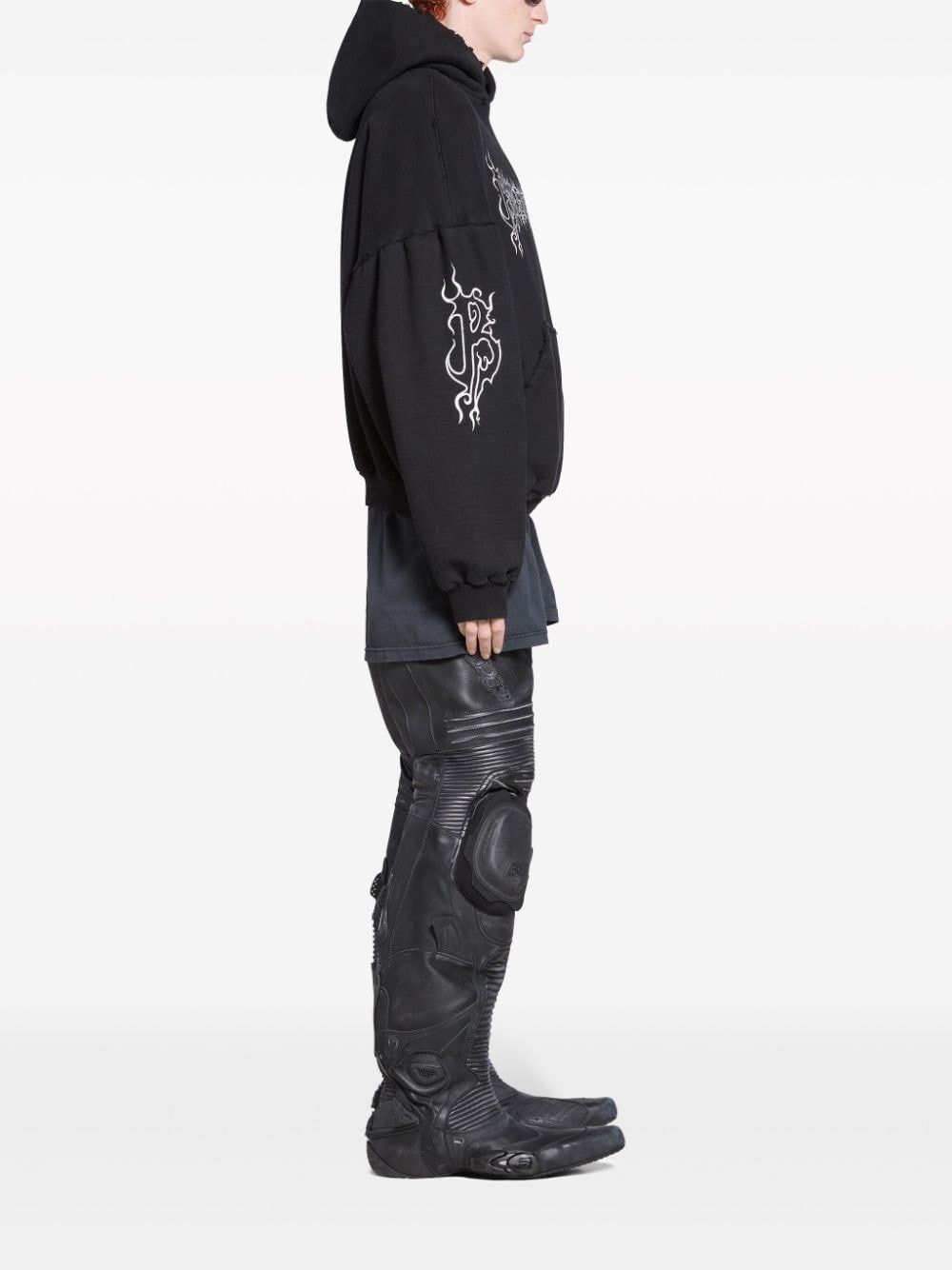 Balenciaga oc11z1025 Darkwave Round Hoodie Oversized in Black Size US S / EU 44-46 / 1 - 3 Thumbnail