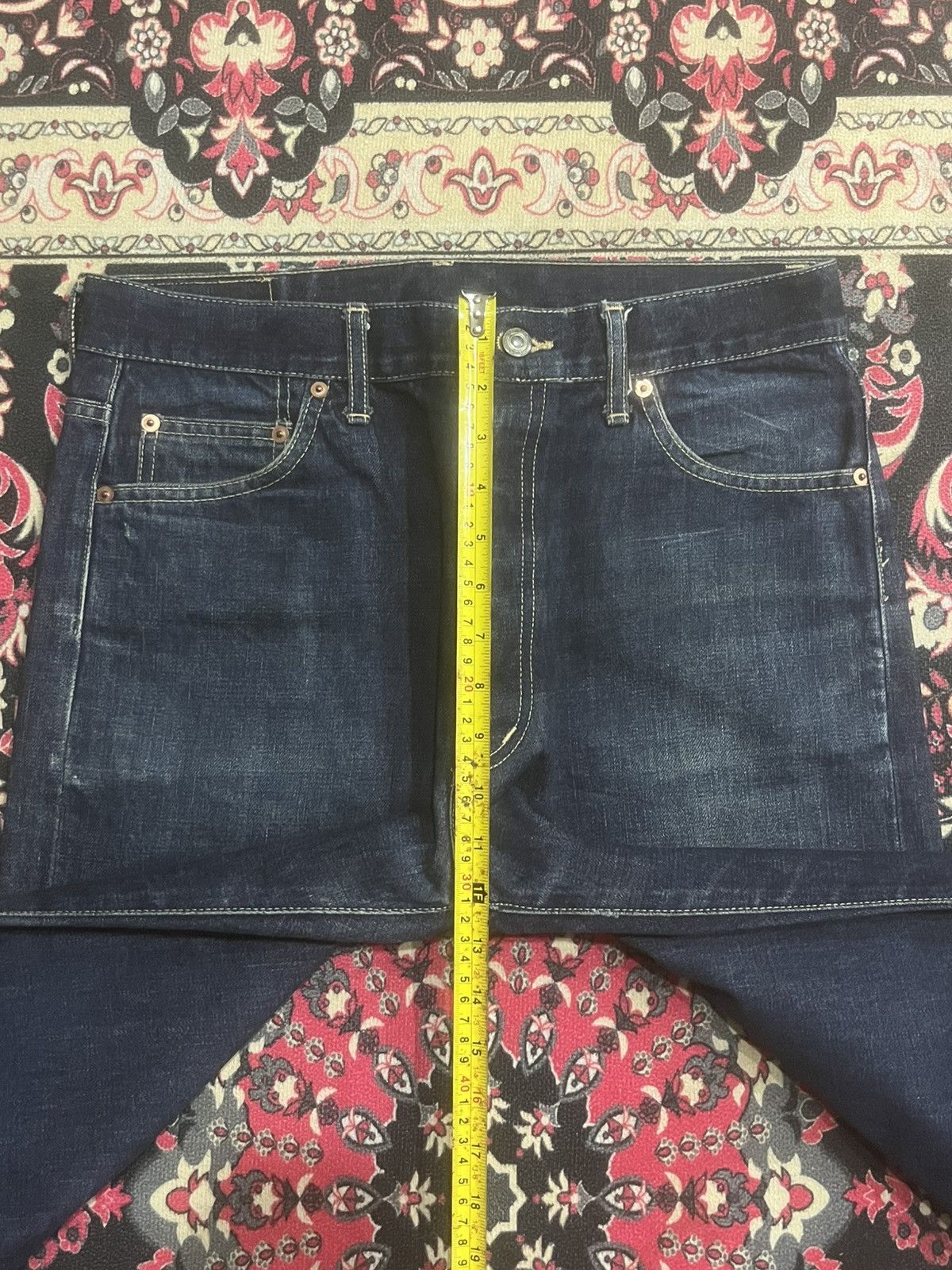 Vintage Japan Brand Dark Blue Faded Washed Buckle Back Selvedge Jean Size US 33 - 14 Thumbnail
