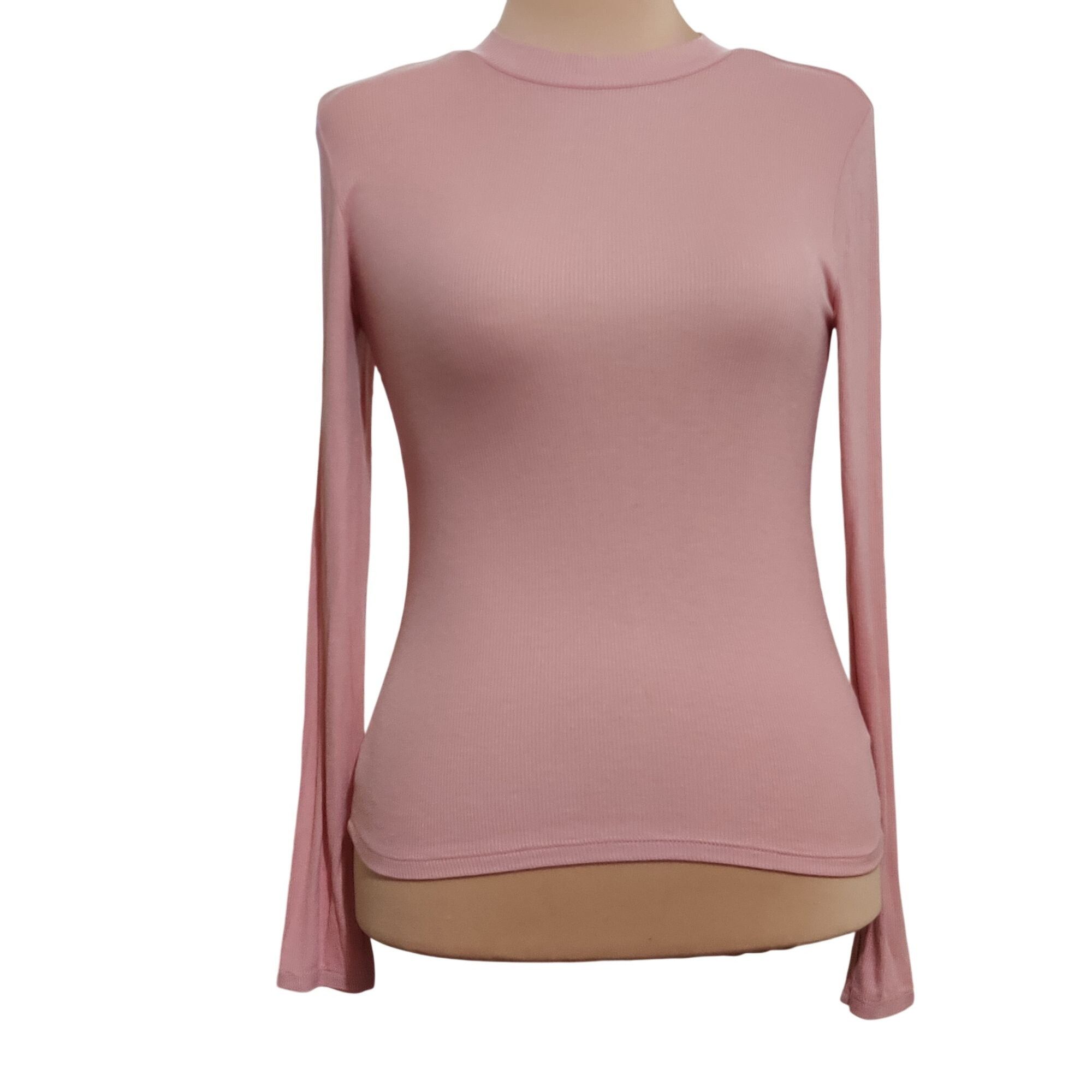 Other Timing L Pink Ribbed High Neck Top Long Sleeve Lightweight S Size L / US 10 / IT 46 - 1 Thumbnail