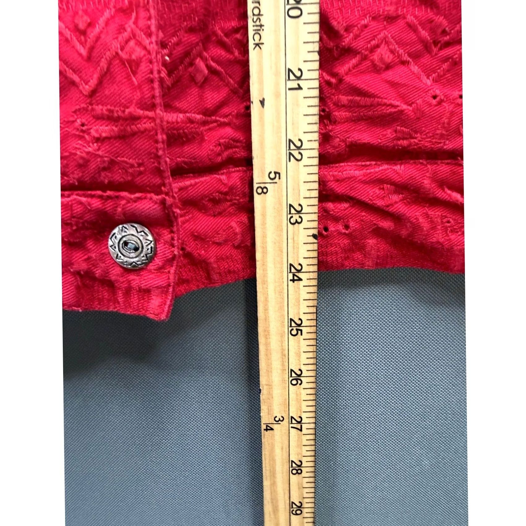 Vintage VINTAGE Chico's Design Jacket Womens Red Embroidered Eyelet Cotton Button Up Size XL Size XL / US 12-14 / IT 48-50 - 7 Thumbnail