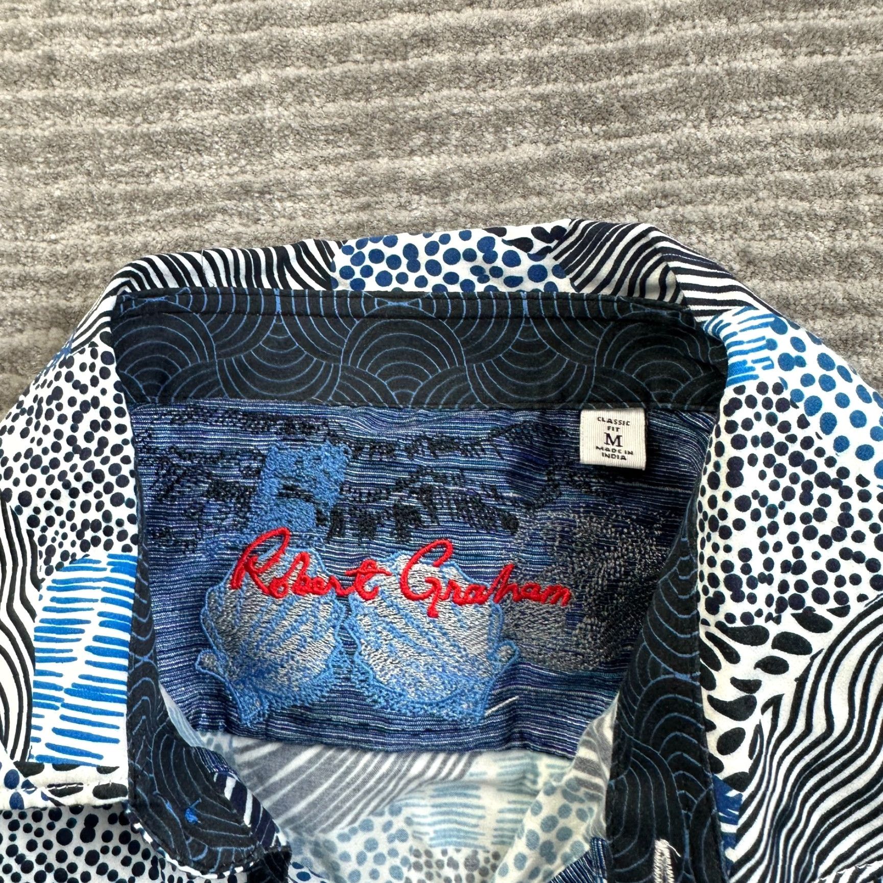 Robert Graham Robert Graham Shirt Mens M Blue Hurricane Flip Cuff Button Up Casual Geometric Pattern Size US M / EU 48-50 / 2 - 7 Thumbnail