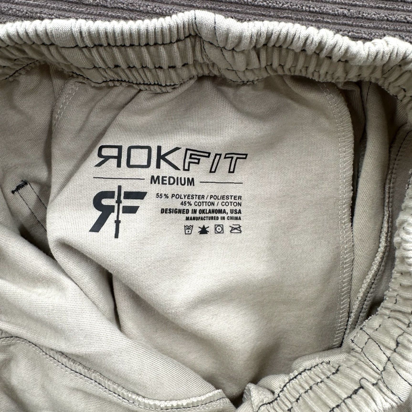 Vintage Rokfit Motion Shorts Men M Beige Polyester Cotton Gym Workout Athletic Cargo With Pockets 5-Pocket Design Size US 31 - 3 Thumbnail