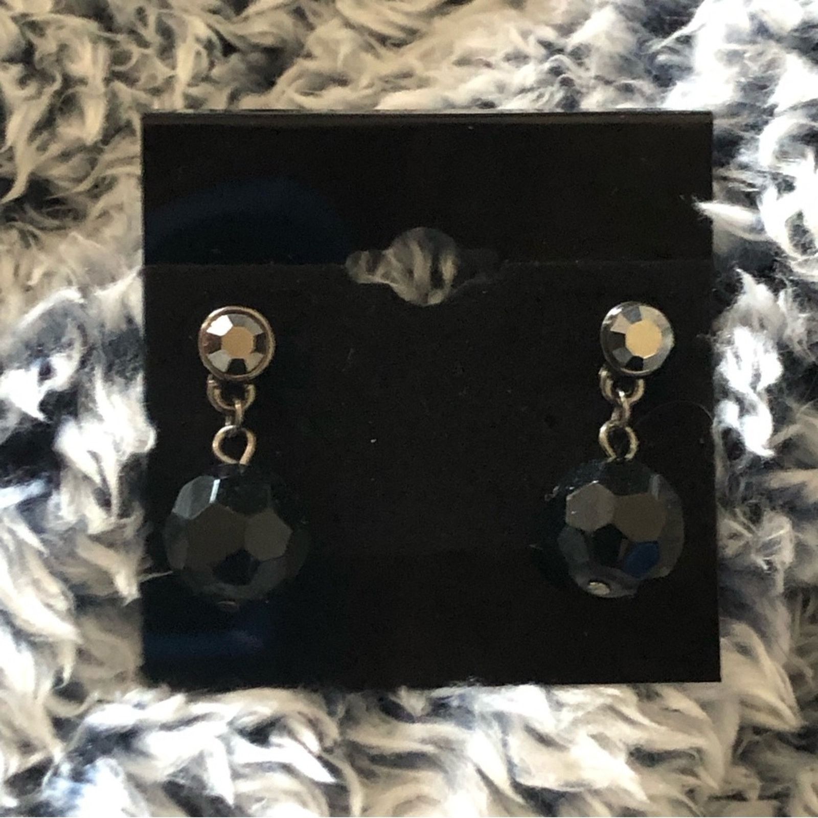 Vintage Vintage faceted black glass crystal rhinestone earring Size ONE SIZE - 4 Thumbnail