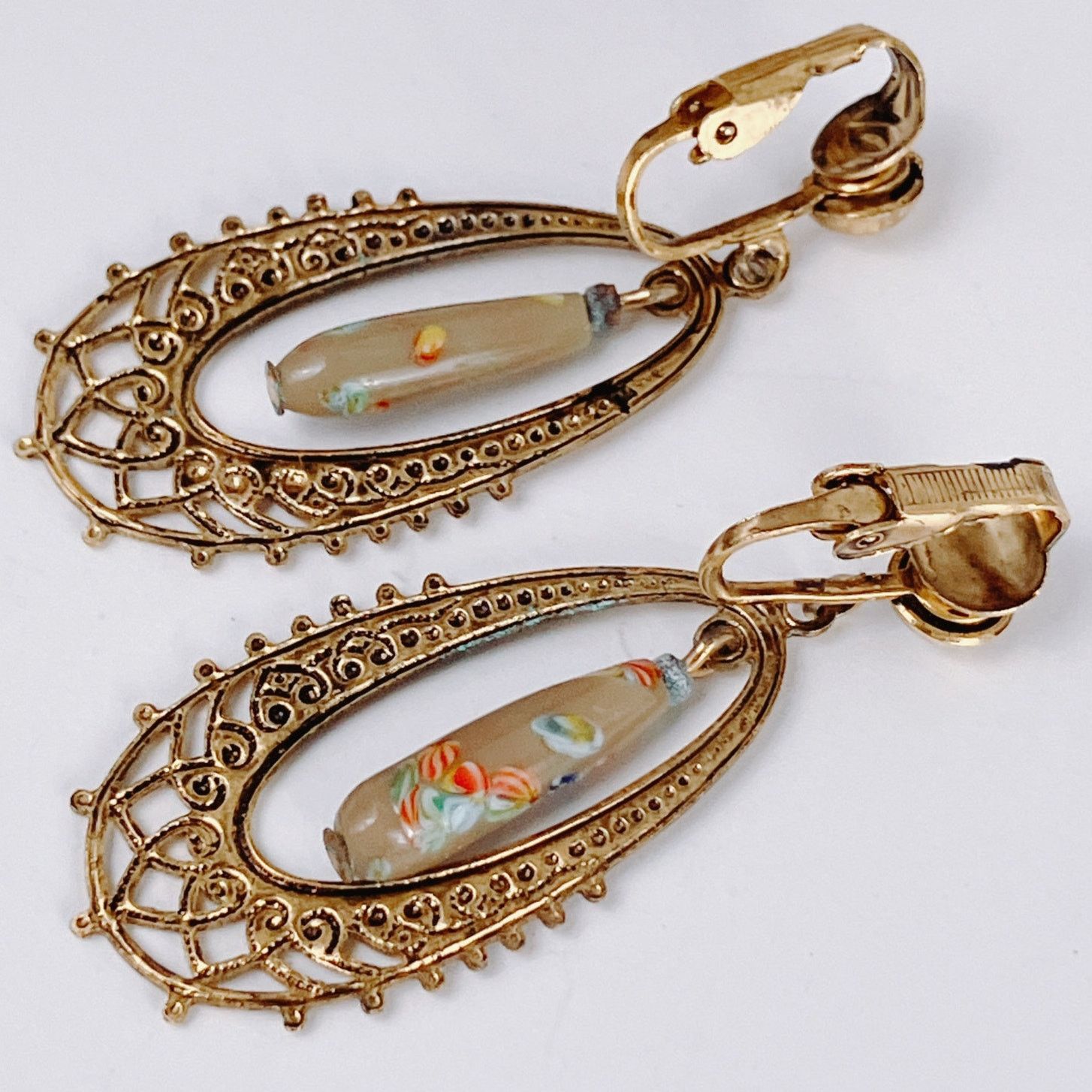 Vintage Vintage Mid Century Clip On Earrings Millefiori Art Glass Size ONE SIZE - 9 Thumbnail