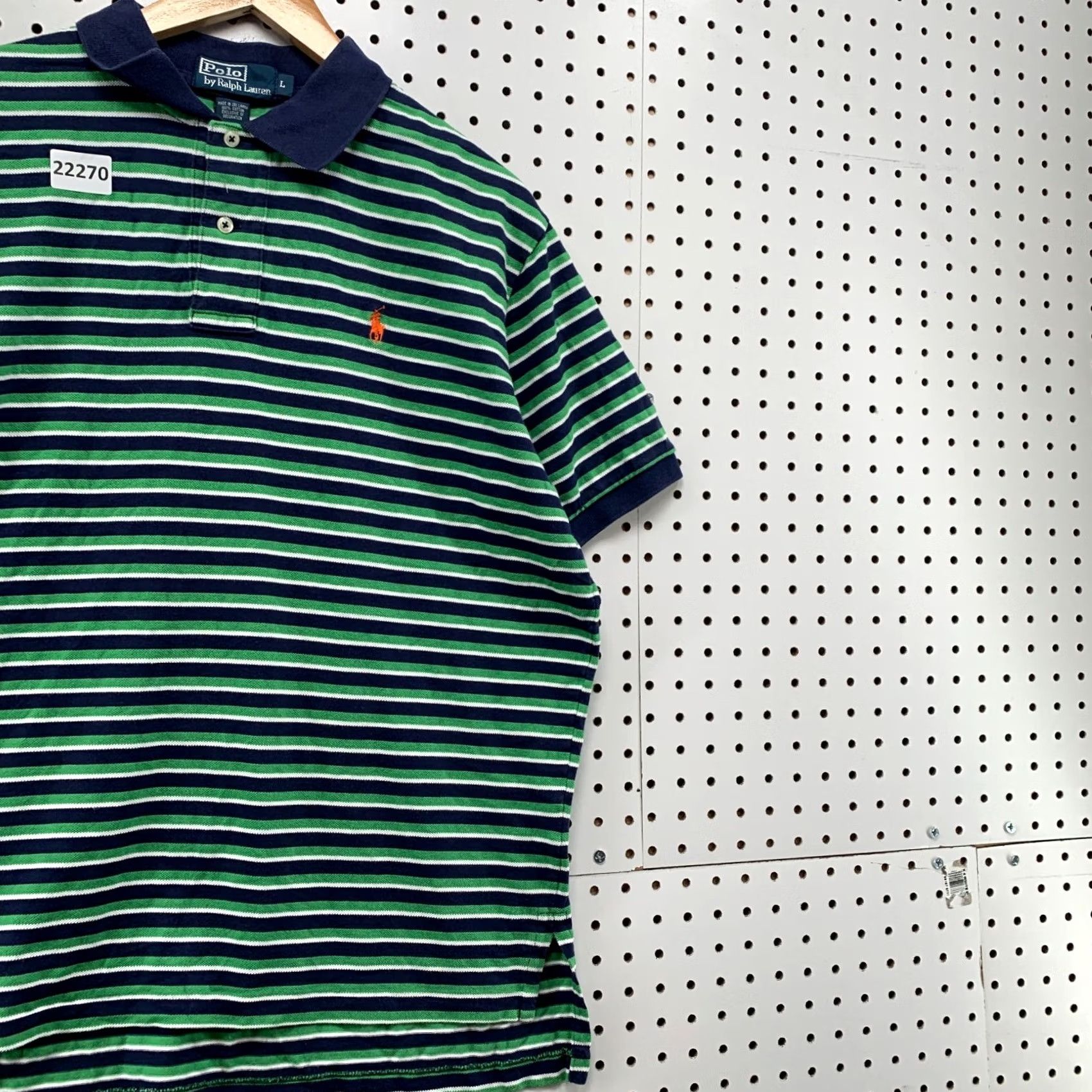 Polo Ralph Lauren Polo Ralph Lauren Polo Shirt Large Mens Green Blue Striped Orange Pony 23x27 Size US L / EU 52-54 / 3 - 4 Thumbnail