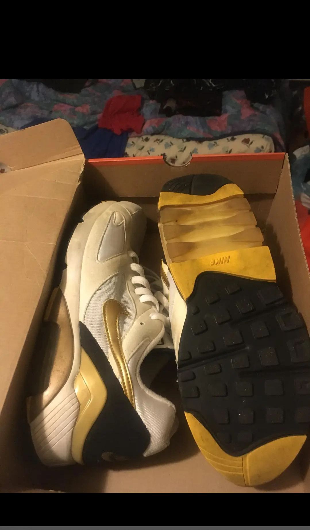Nike AIR MAX 180 White Black Gold Size US 9.5 / EU 42-43 - 3 Thumbnail