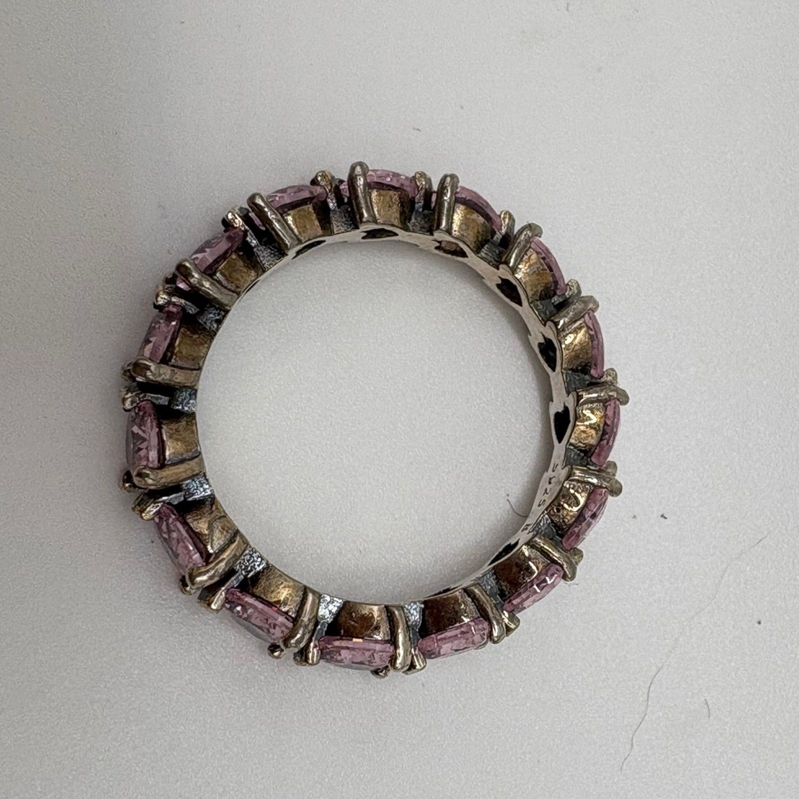 Other Vintage Sterling Silver Pink Heart Eternity Band S925 size 8 Size ONE SIZE - 2 Thumbnail