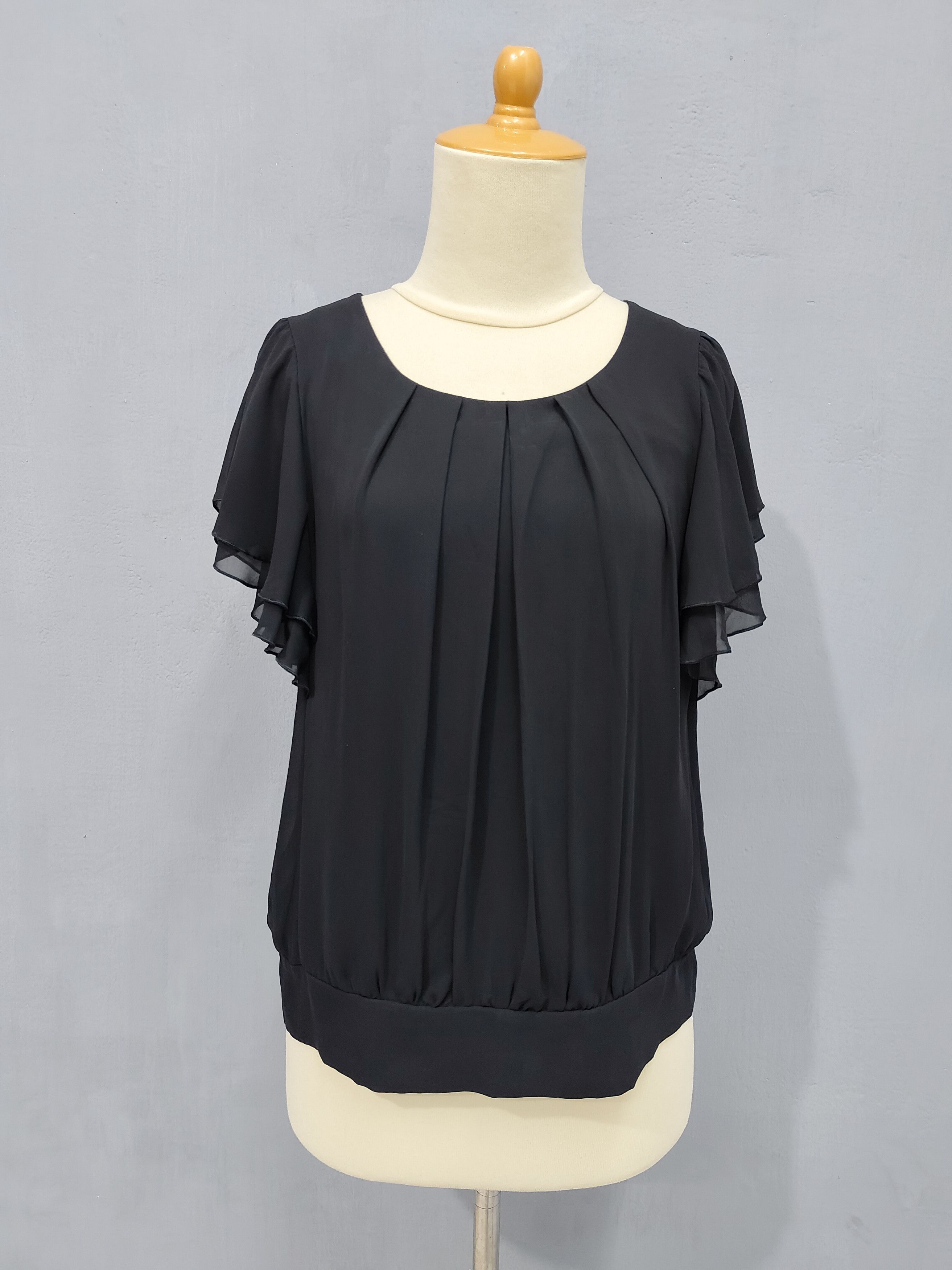 Yohji Yamamoto INED- Minimalist Layered Flutter Sleeve Chiffon Blouse Top Size M / US 6-8 / IT 42-44 - 2 Thumbnail