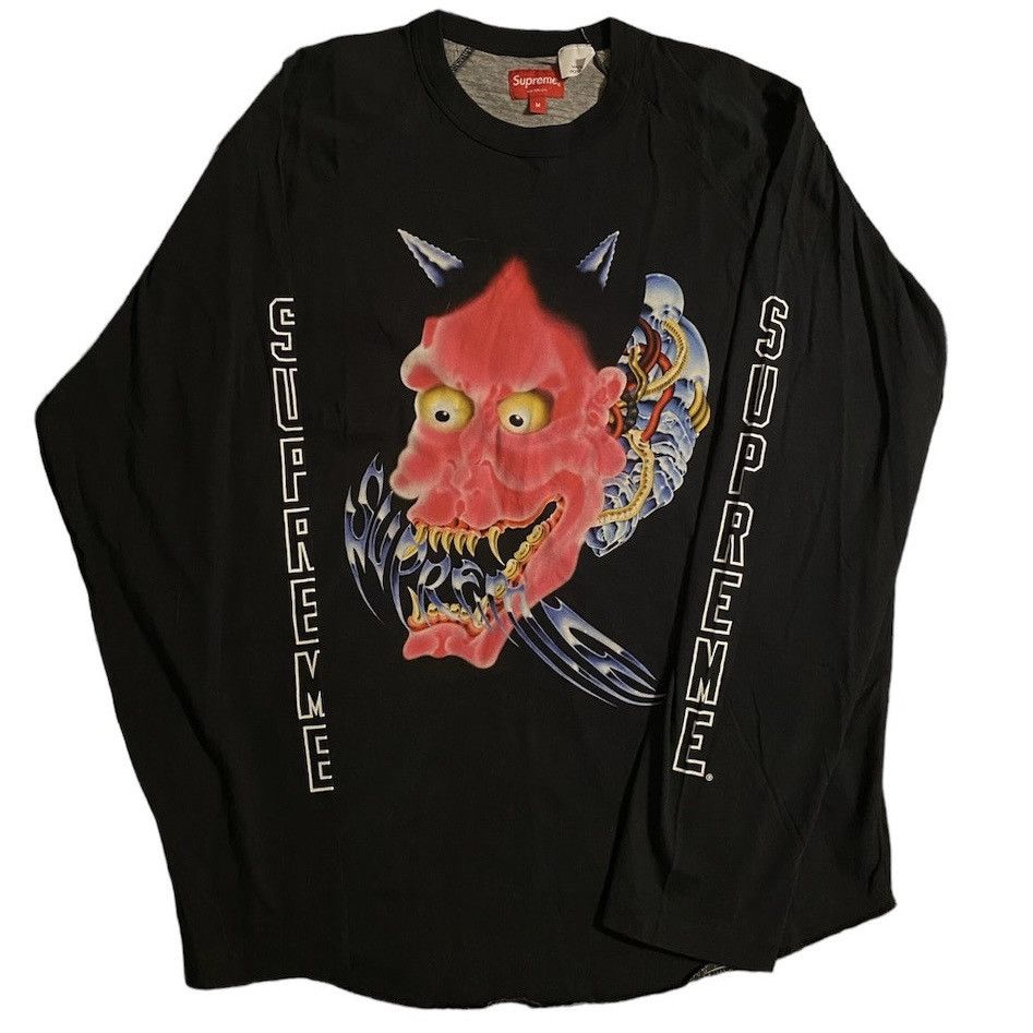 image of Supreme Demon Raglan Long Sleeve Shirt in Black, Men's (Size Medium)