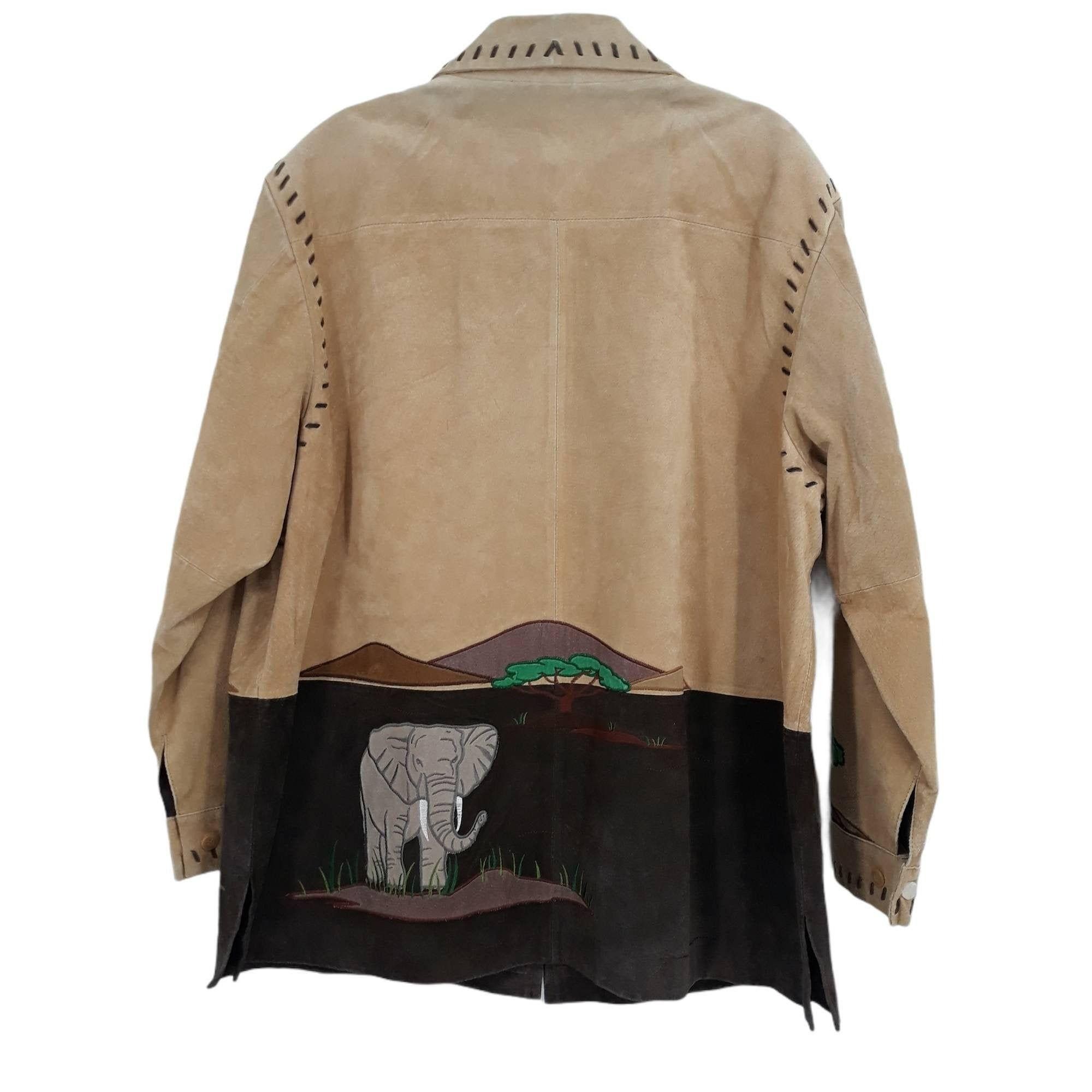 Quacker Factory 80's Leather Jacket Novelty Safari Animal Giraffe Tiger Size XXL / US 16-18 / IT 52-54 - 2 Thumbnail