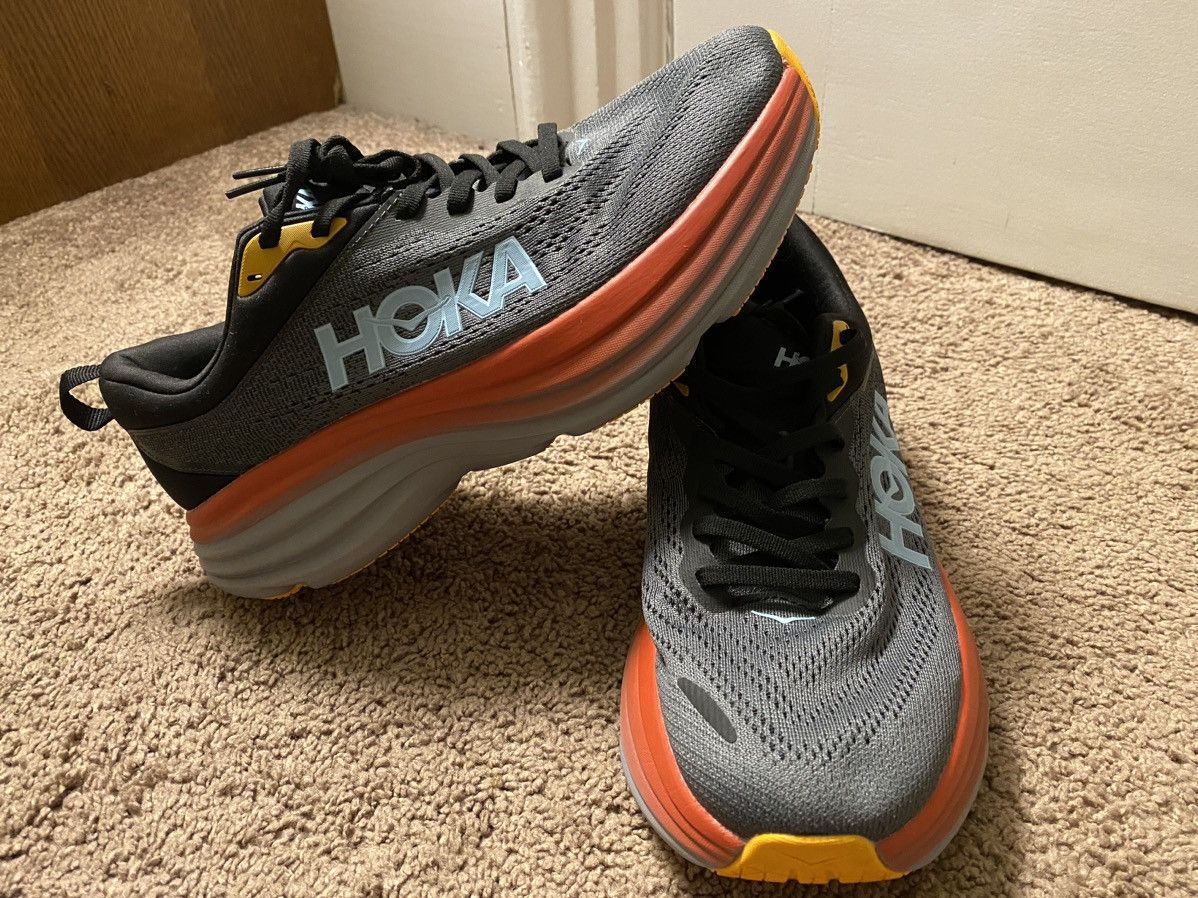 image of Hoka One One Hoka Bondi 8 Shoes in Black, Men's (Size 9.5)