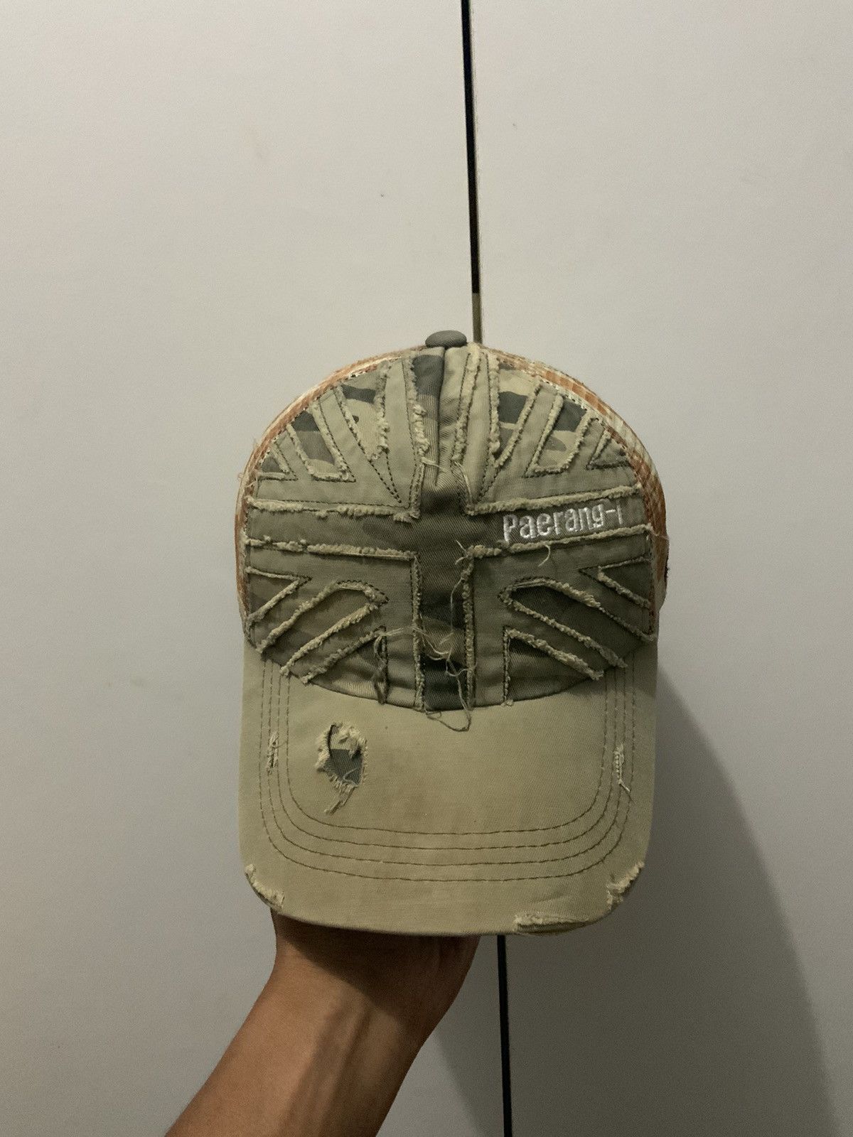 If Six Was Nine Paerang-i Distressed Camo Trucker Hat Size ONE SIZE - 1 Thumbnail