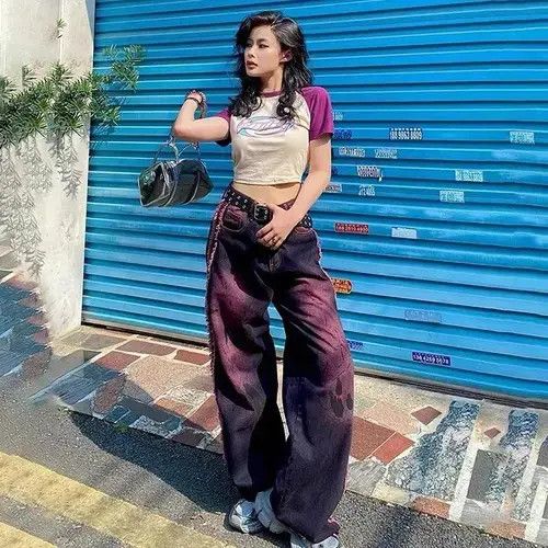 Japanese Brand × Jean Style Vintage Purple Baggy Jeans Size 32" / US 10 / IT 46 - 3 Thumbnail