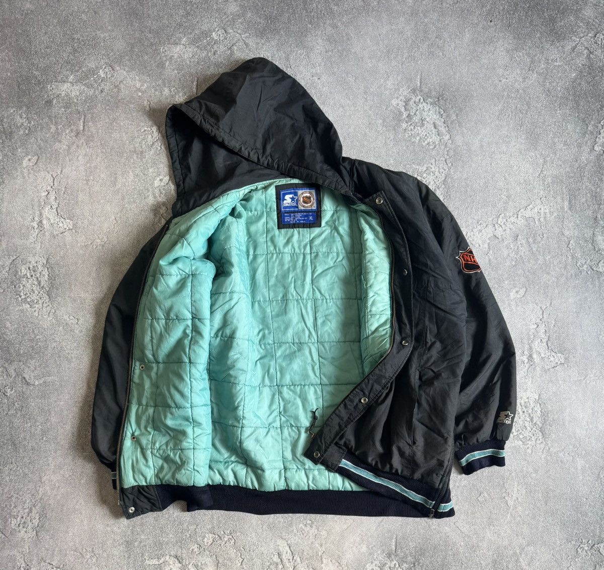 Starter Starter XL San Jose Sharks 🦈 NHL vintage bomber jacket zip Size US XL / EU 56 / 4 - 16 Thumbnail
