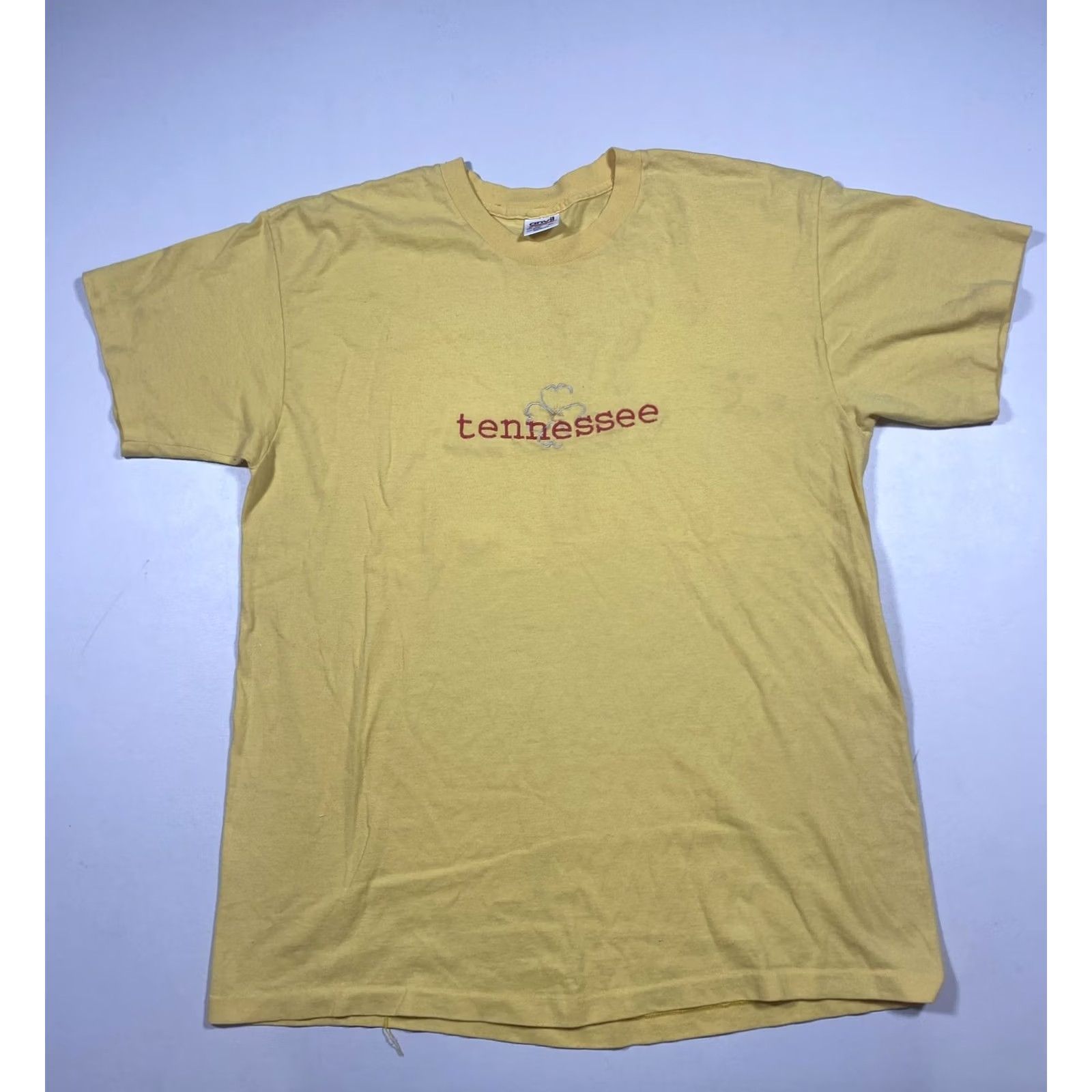Anvil VINTAGE Anvil Tennessee Shirt Mens XL Yellow Embroidered Souvenir Tee Made USA Size US XL / EU 56 / 4 - 2 Thumbnail