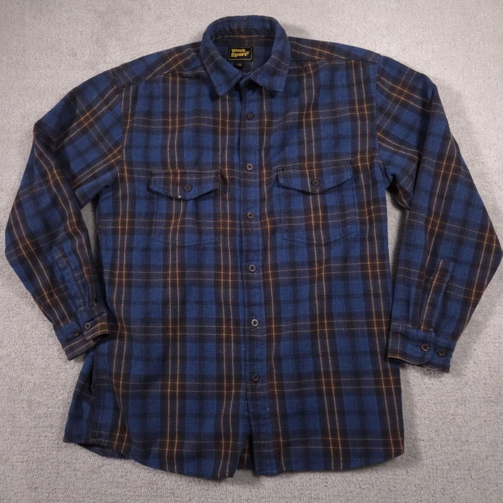 Vintage VINTAGE Work n' Sport Shirt Mens LT Blue Plaid Flannel Long Sleeve Button Up Workwear Size US L / EU 52-54 / 3 - 2 Thumbnail