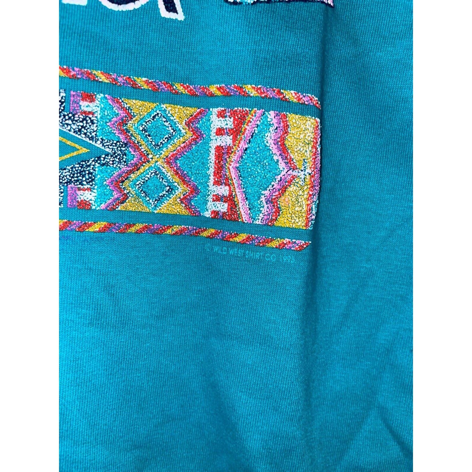 Jerzees Vintage Native American Shirt Montana Teal Tee VTG 90s Large Size US L / EU 52-54 / 3 - 7 Thumbnail